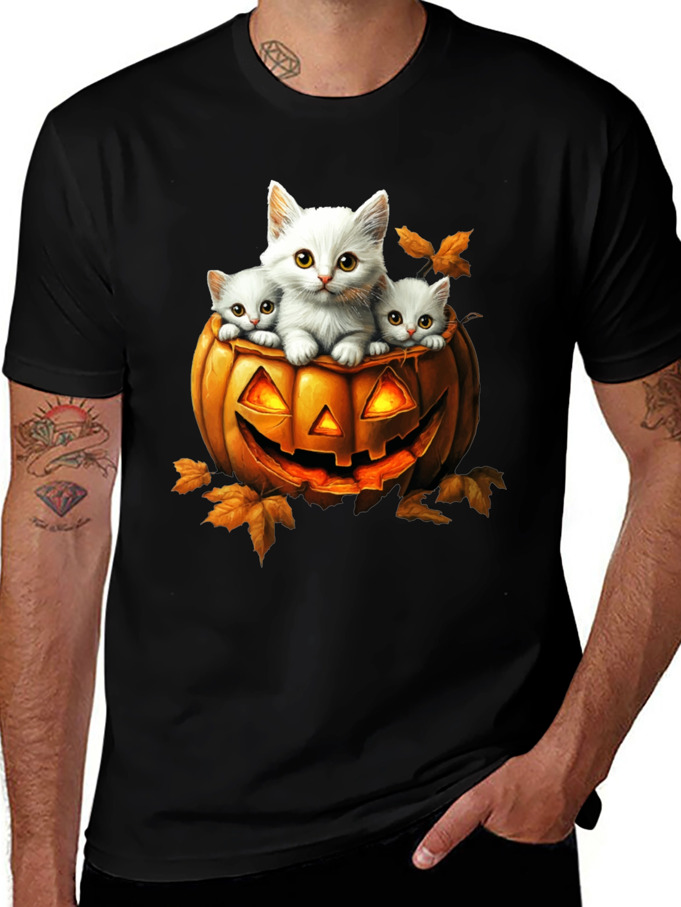 Halloween Cats in Pumpkin T-Shirt