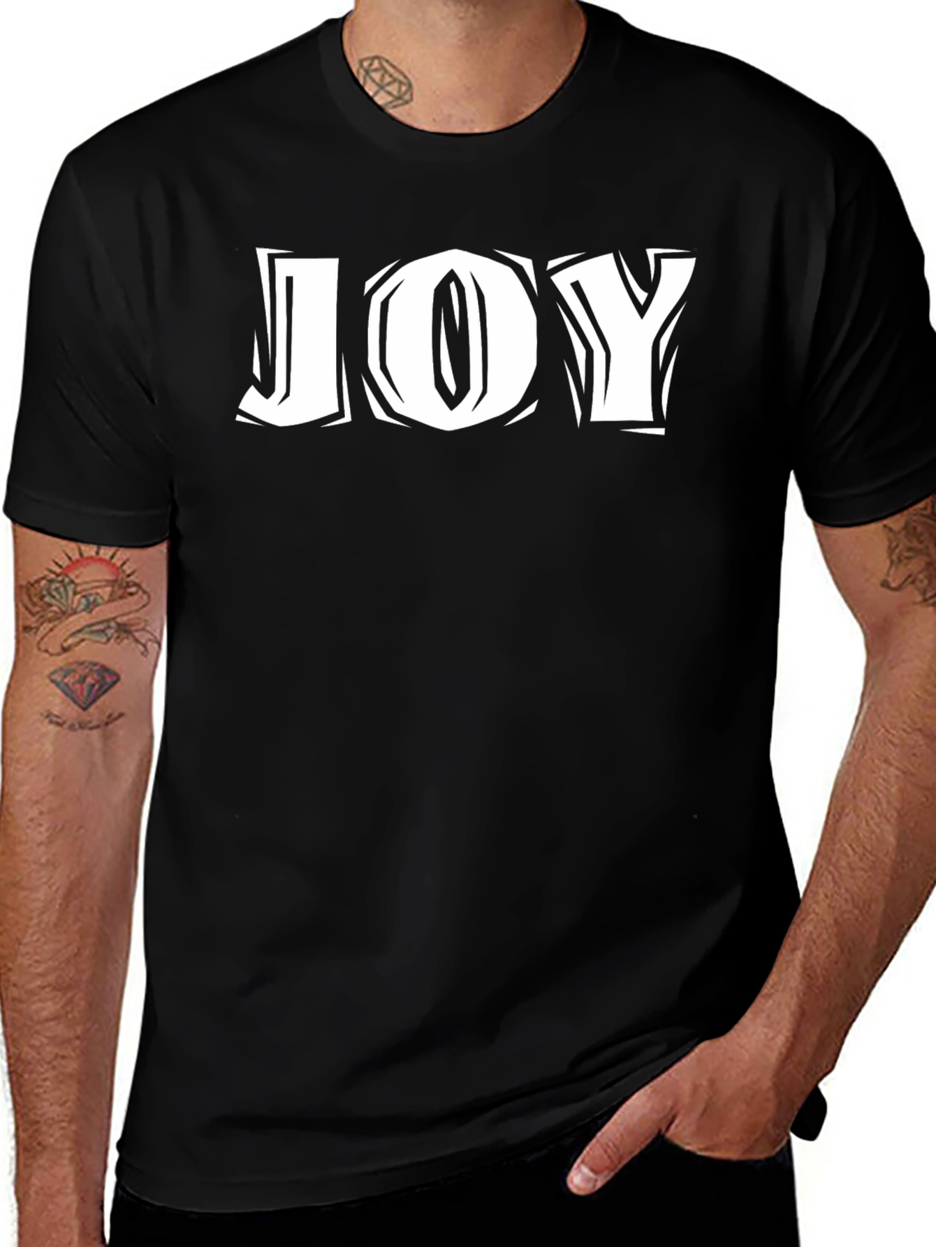Variant 14 of Joy Graphic Print Tee - Black Cotton Blend