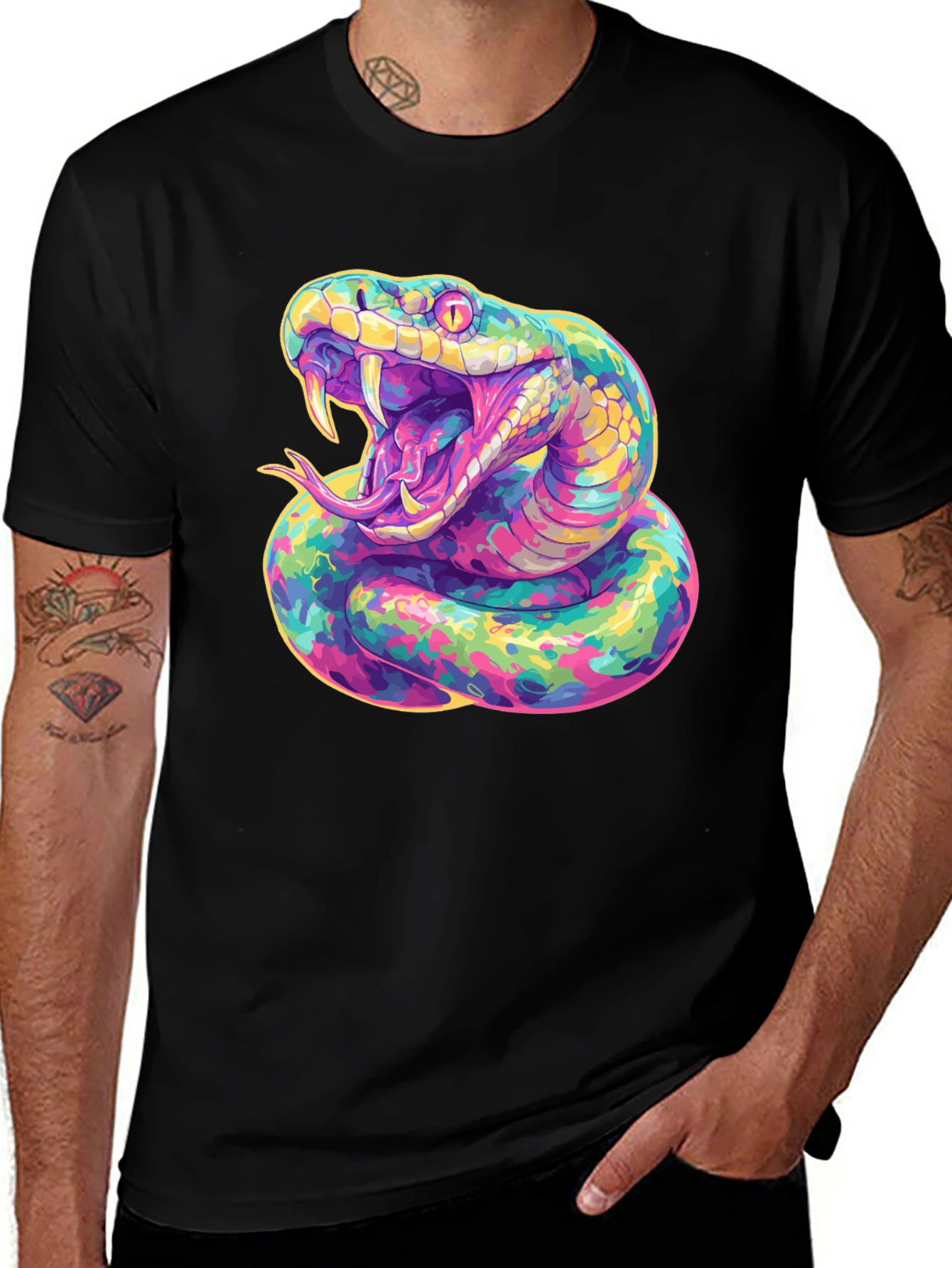 Variant 26 of Vibrant Snake Graphic T-Shirt - Bold & Colorful Design