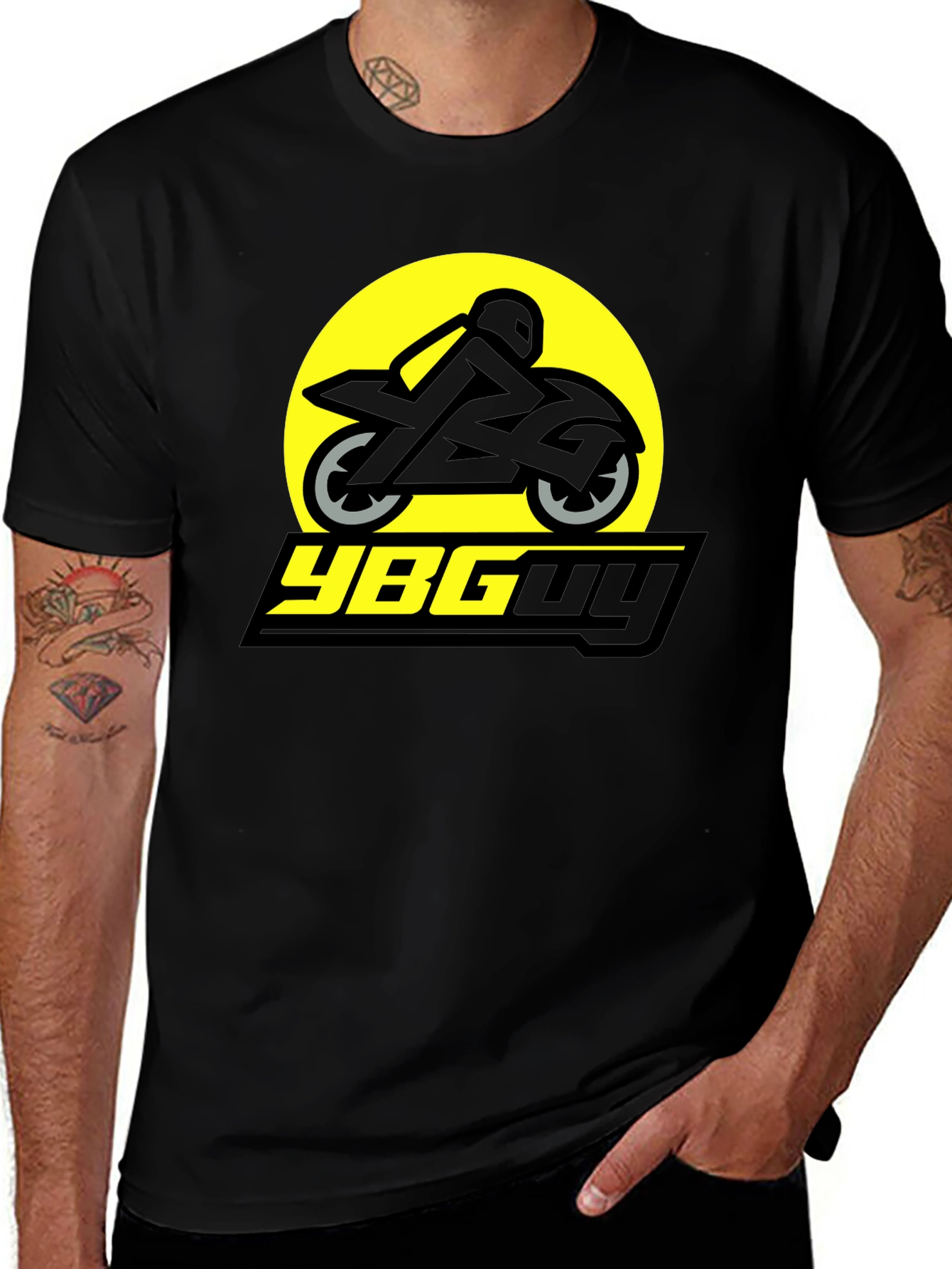 YBGuy Motorbike Graphic Black T-Shirt