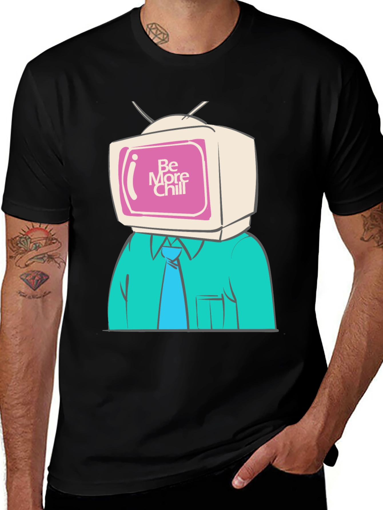 Variant 26 of Be More Chill TV Head T-Shirt - Quirky Graphic Tee