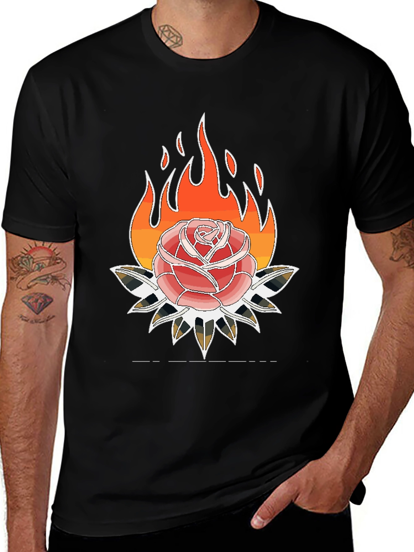 Variant 29 of Rose Fire Graphic Tee - Black Cotton T-Shirt