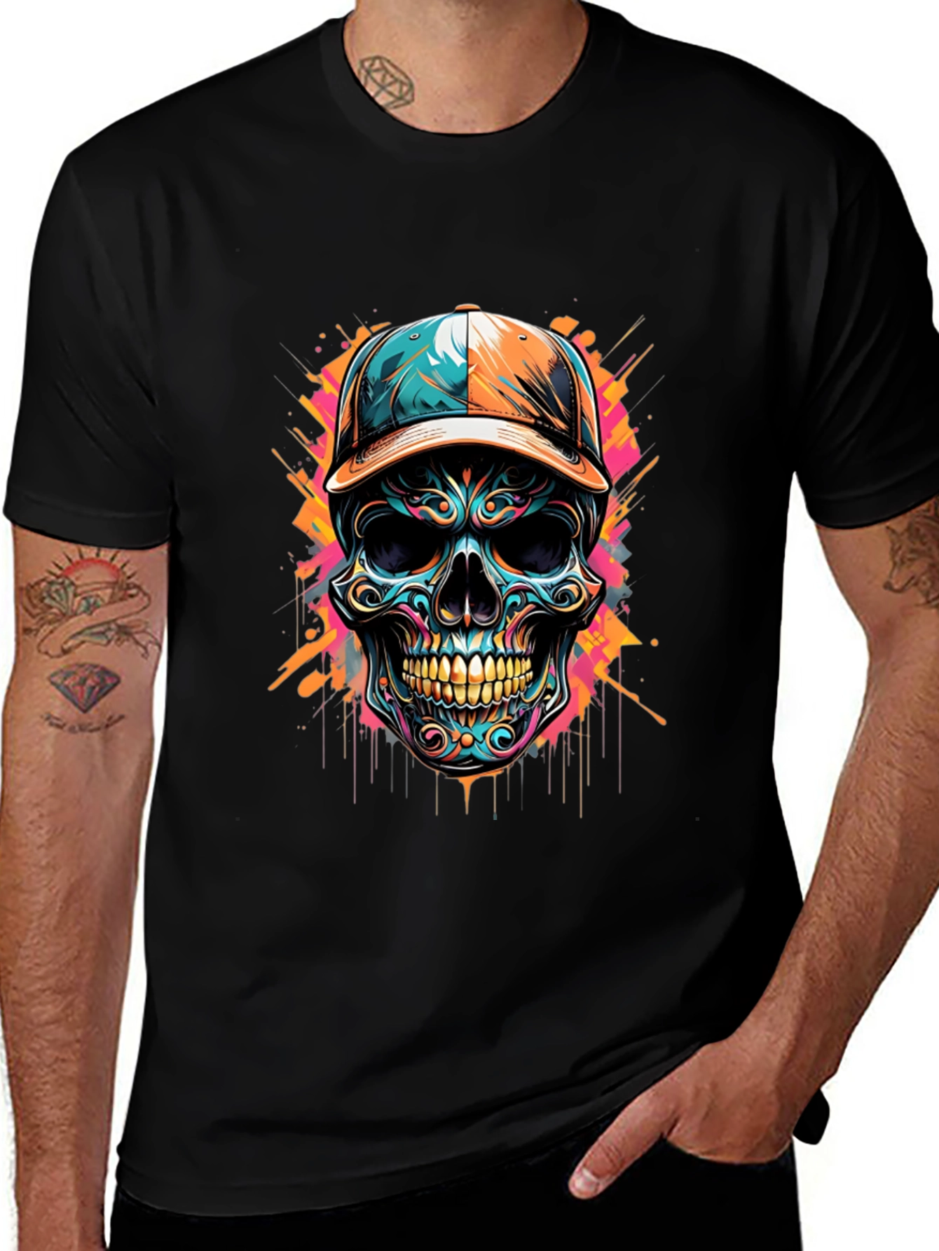 Variant 5 of Skull Graphic T-Shirt - Colorful Artistic Design
