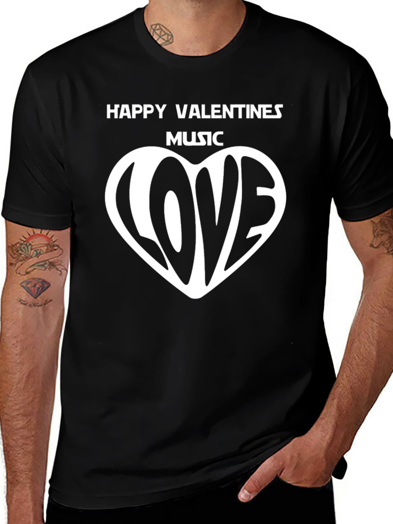 Valentines Music Love Heart Graphic T-Shirt