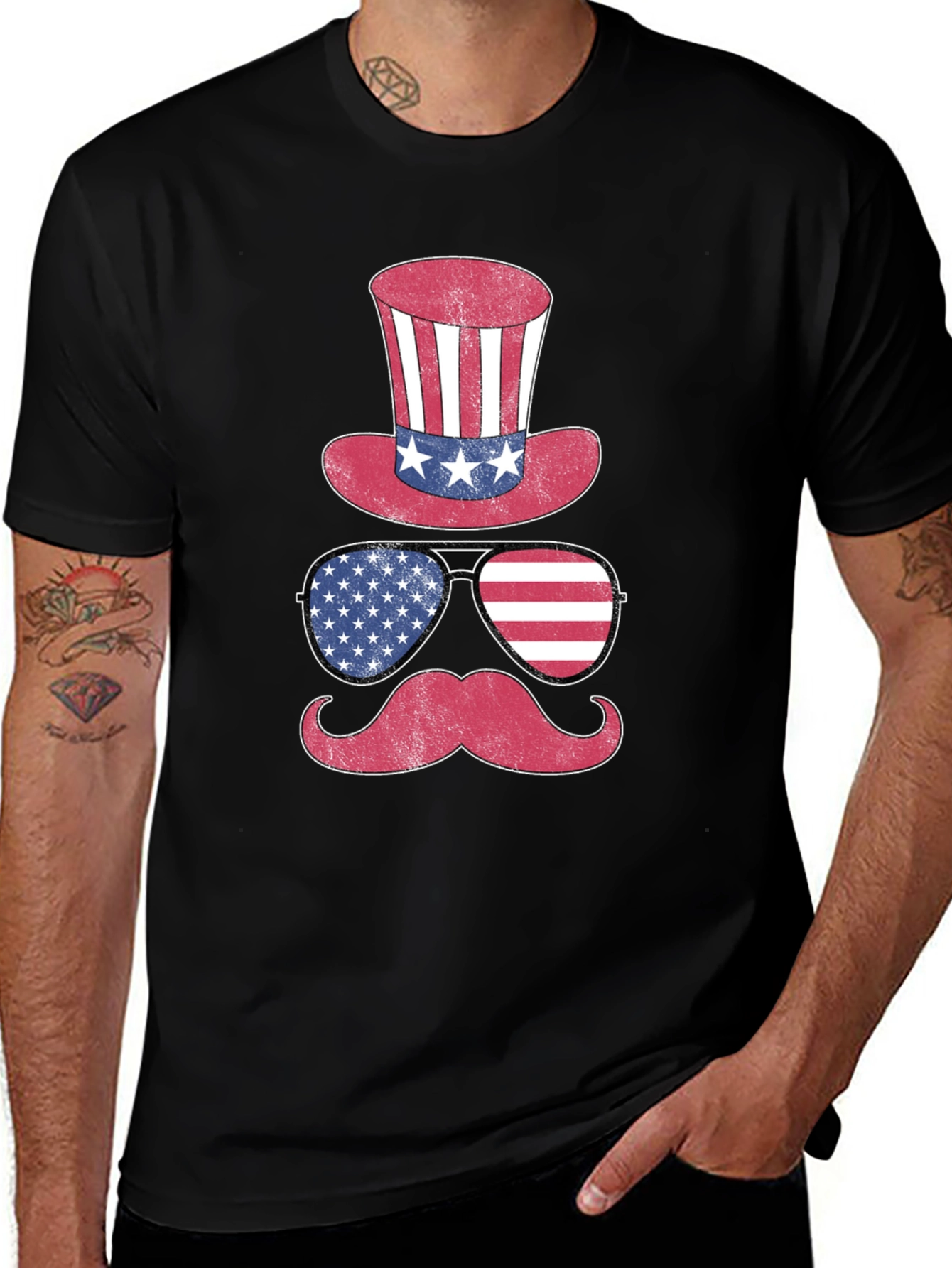 Variant 10 of Patriotic Hat Glasses Mustache Men's T-Shirt