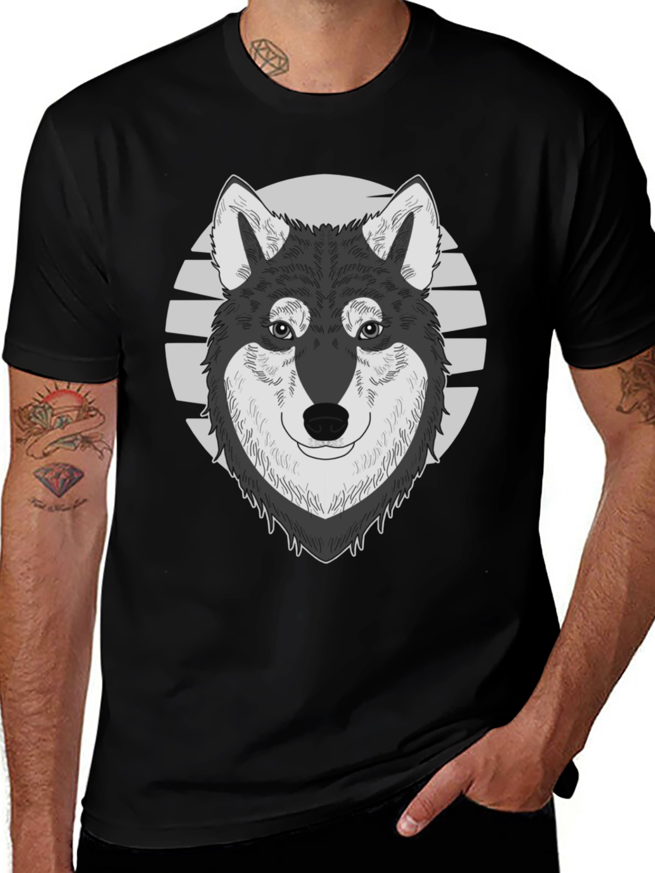 Variant 28 of Wolf Graphic Print Black T-Shirt