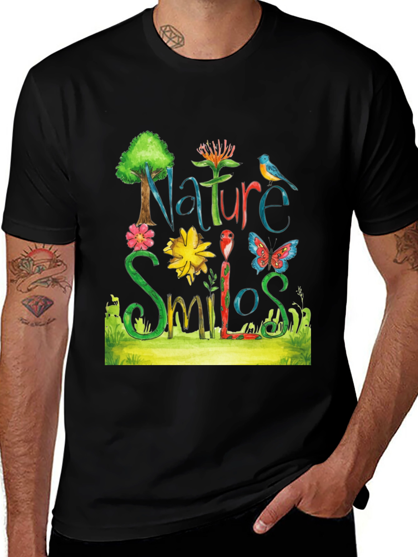 Variant 27 of Nature Smiles Graphic Tee - Eco-Friendly Print
