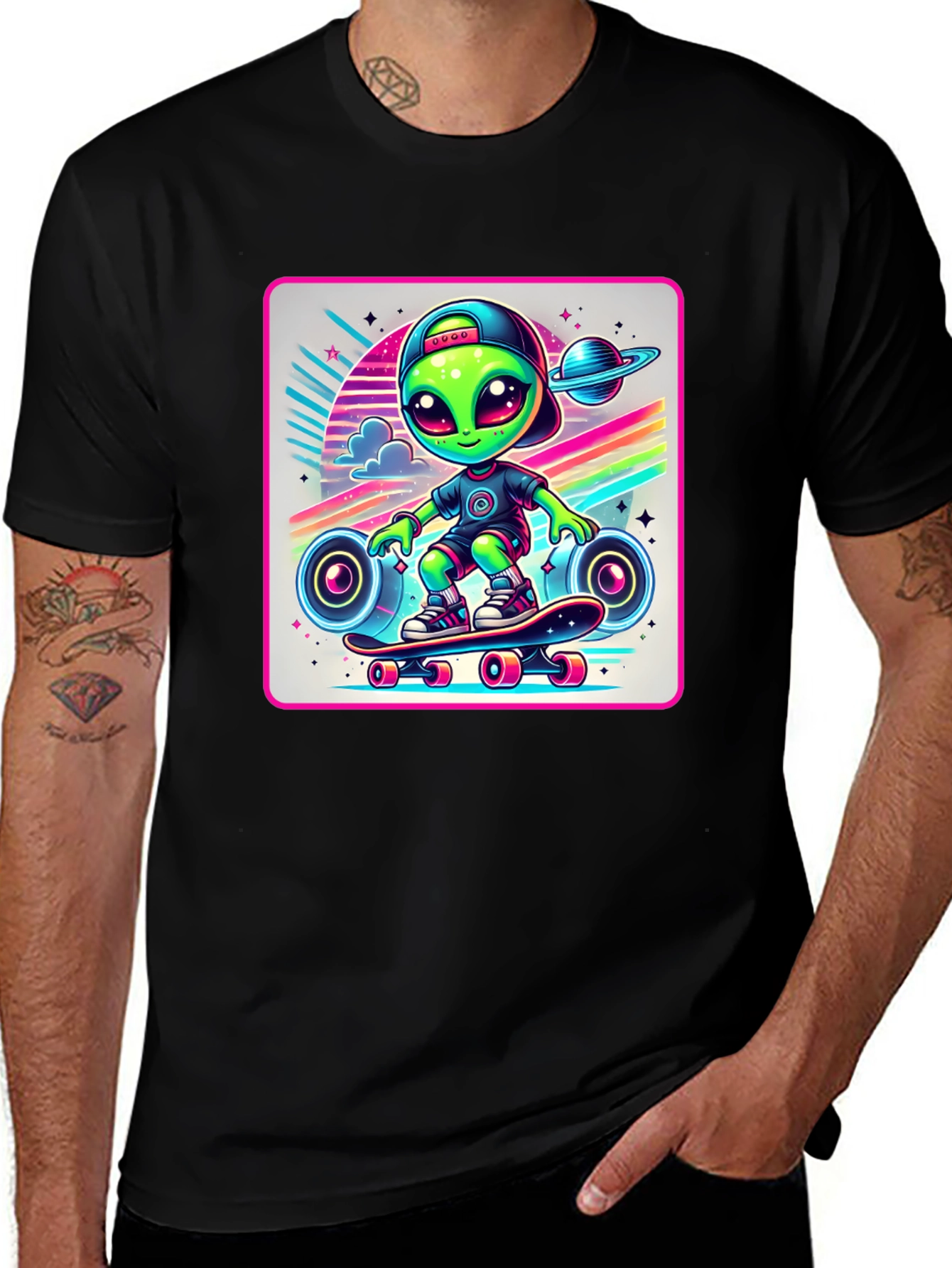 Variant 9 of Skateboarding Alien Graphic Tee