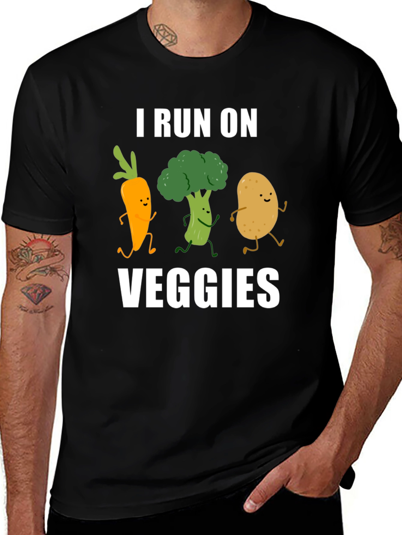 Variant 12 of I Run on Veggies T-Shirt, Funny Vegan Tee