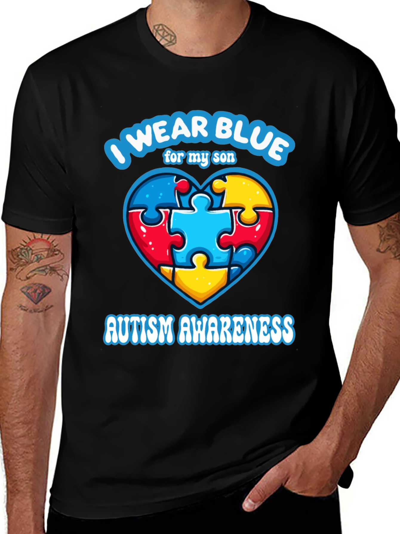 I Wear Blue For My Son Autism Awareness T-Shirt