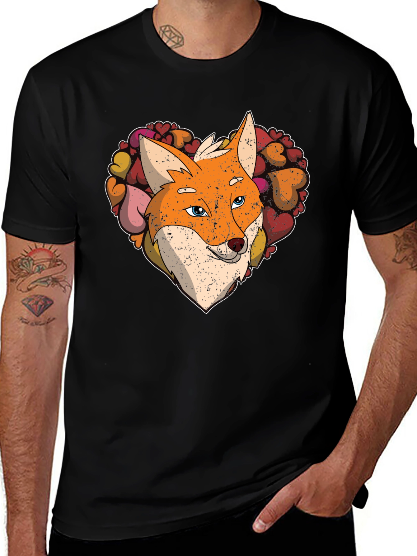 Variant 25 of Fox Heart Graphic Tee - Stylish Animal Lover Shirt