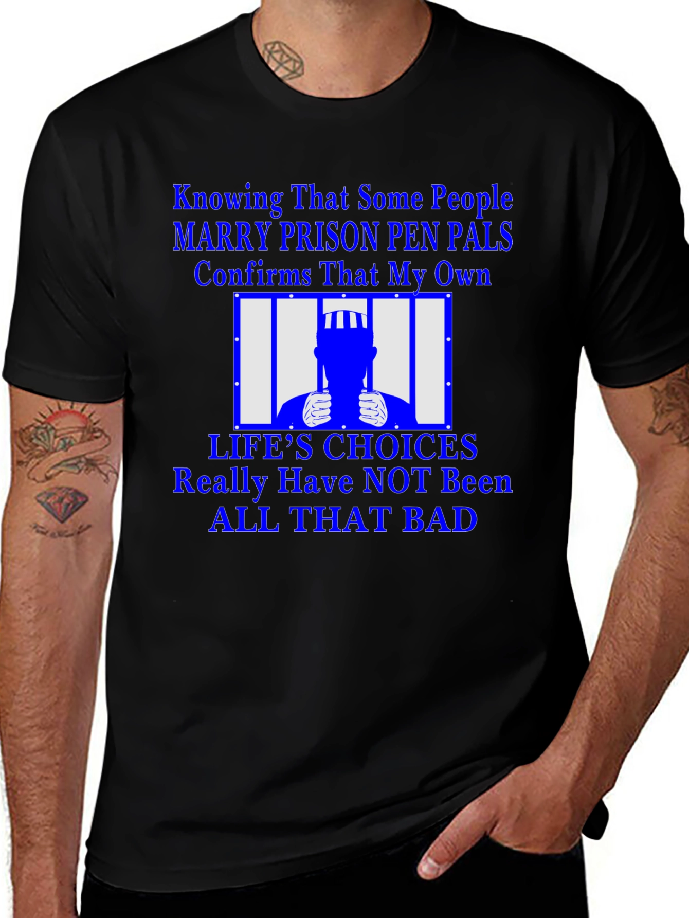Variant 2 of Prison Pen Pal Humor Graphic T-Shirt 