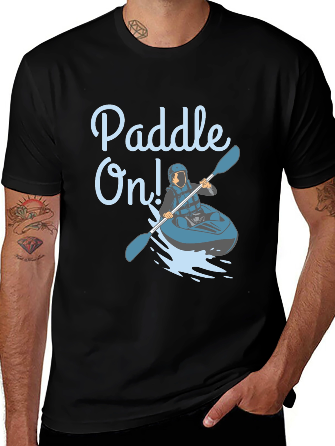 Variant 18 of Paddle On! Kayak T-Shirt - Black