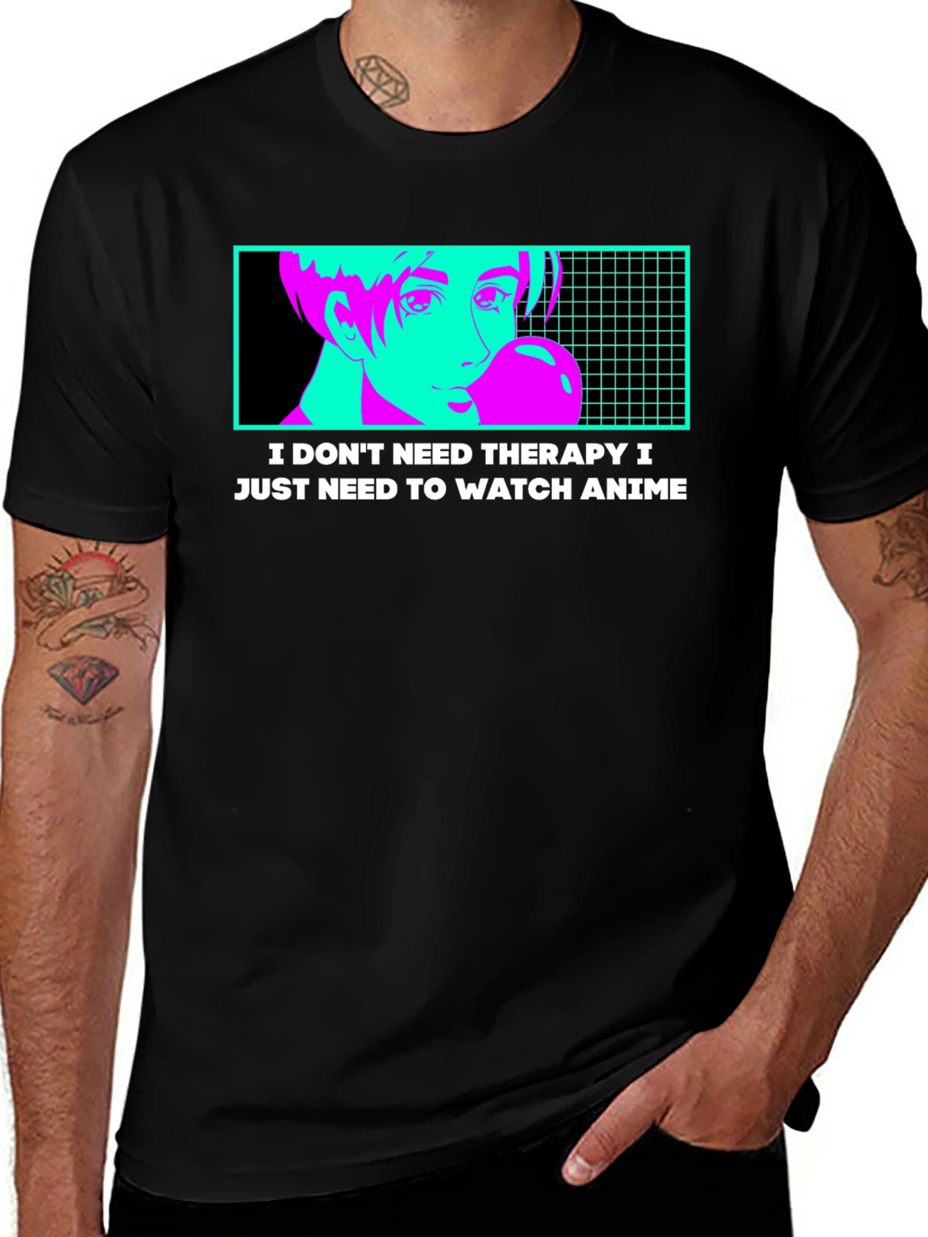 Variant 13 of Anime Therapy T-Shirt - Black Graphic Tee