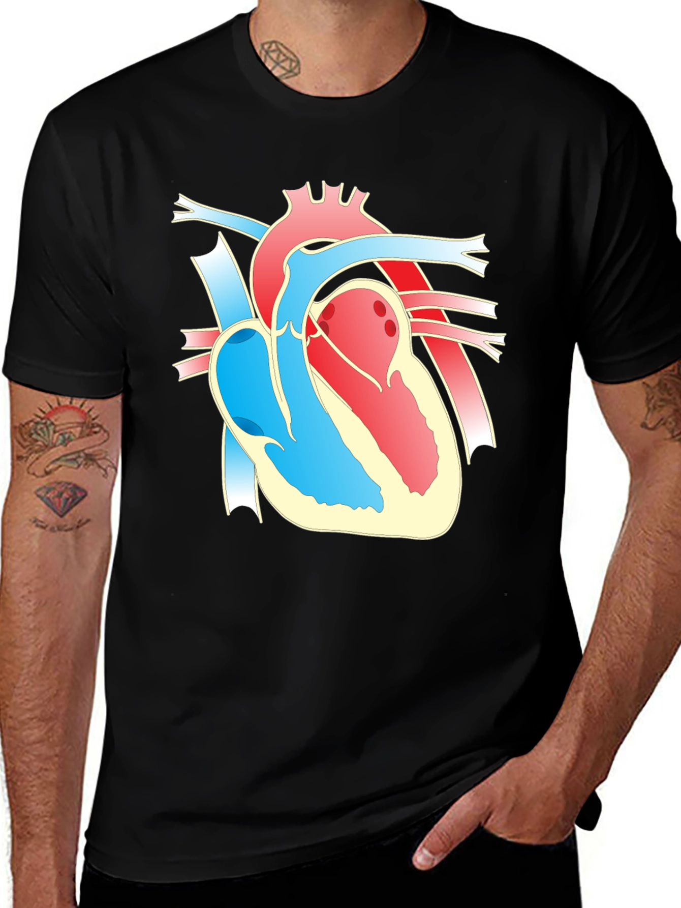 Variant 9 of Anatomical Heart Print Black T-Shirt