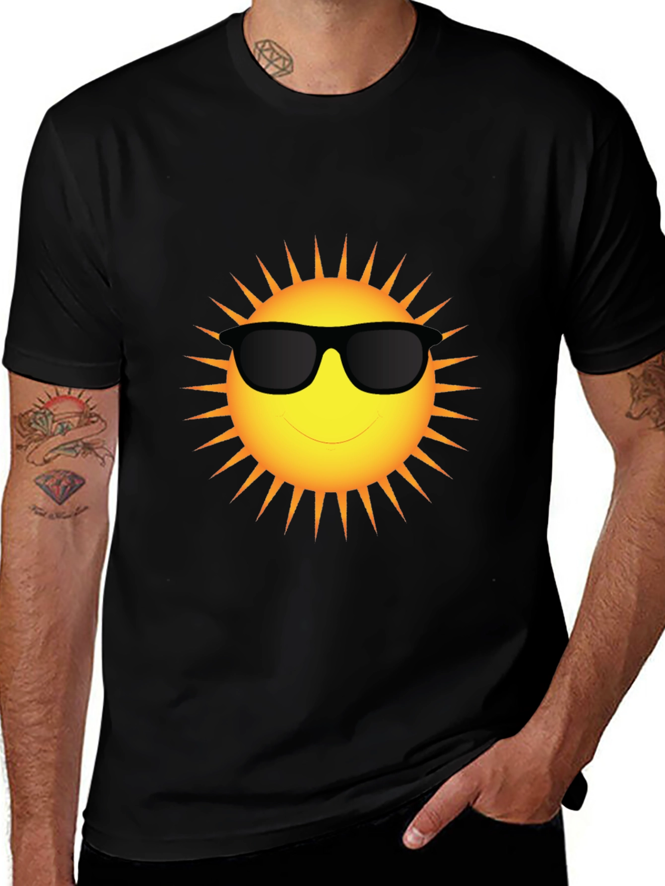 Variant 26 of Cool Sun Graphic T-Shirt - Black Cotton Blend Tee