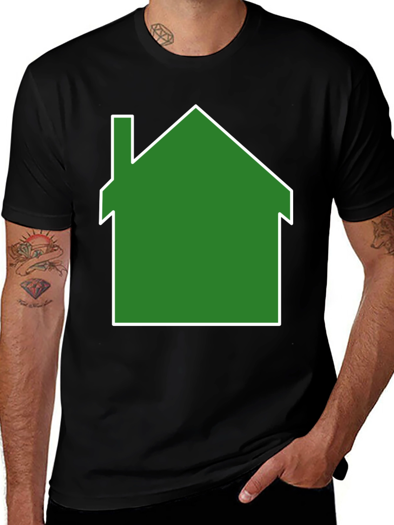 Variant 22 of Green House Graphic Print Black T-Shirt
