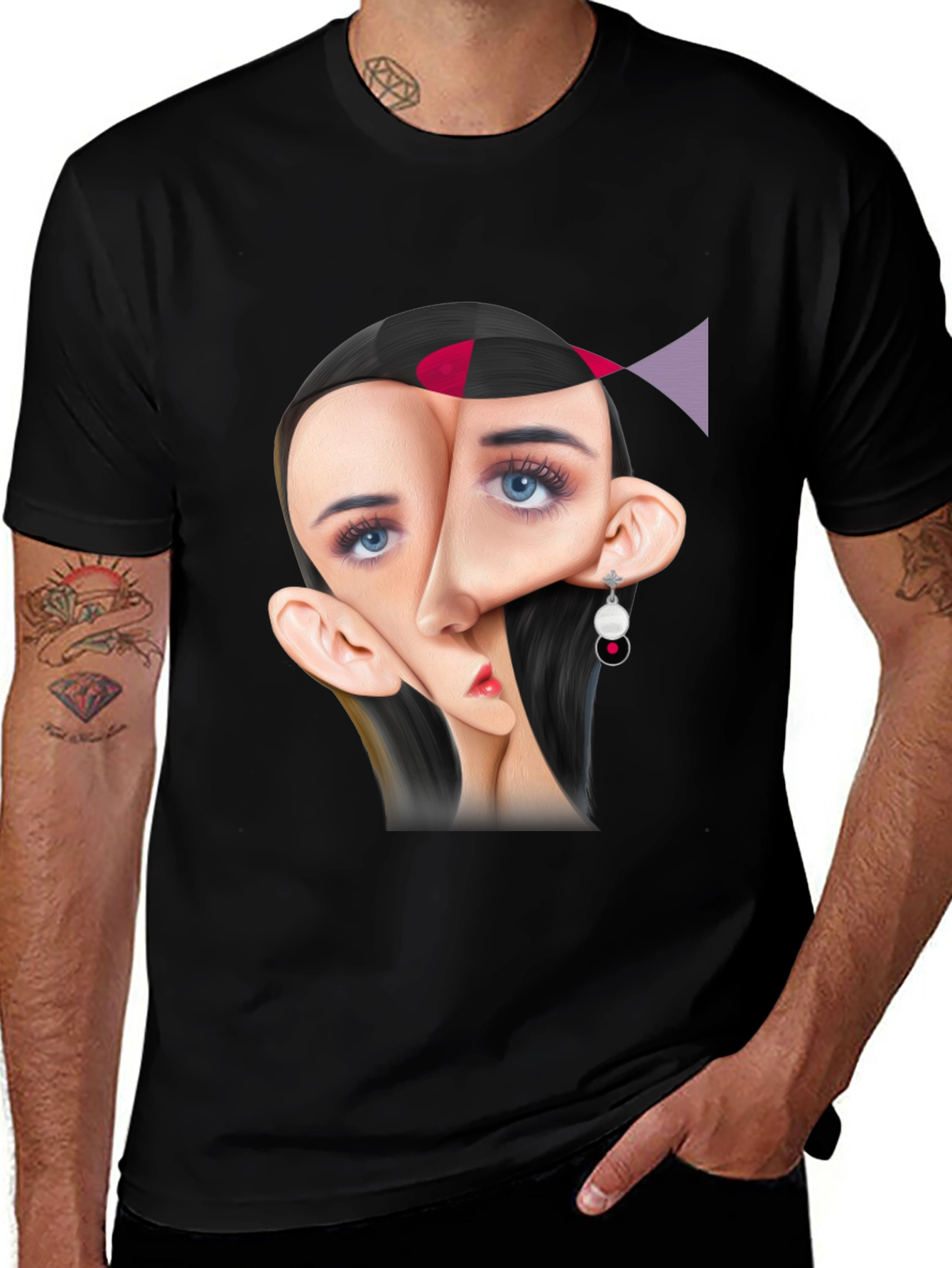 Variant 6 of Abstract Face Graphic Tee - Unique Art T-Shirt