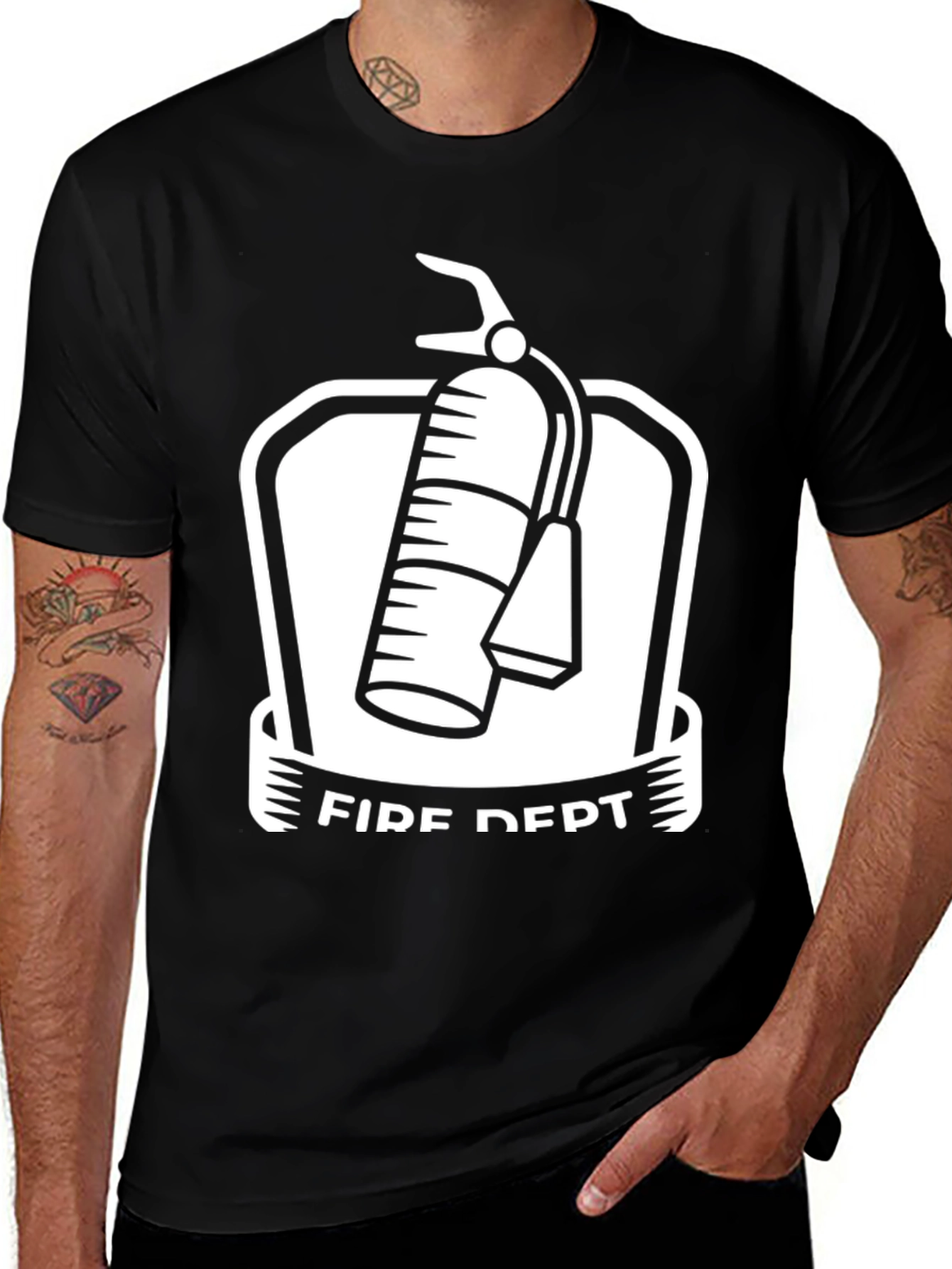 Variant 4 of Fire Dept. Graphic Tee - Black Cotton Blend