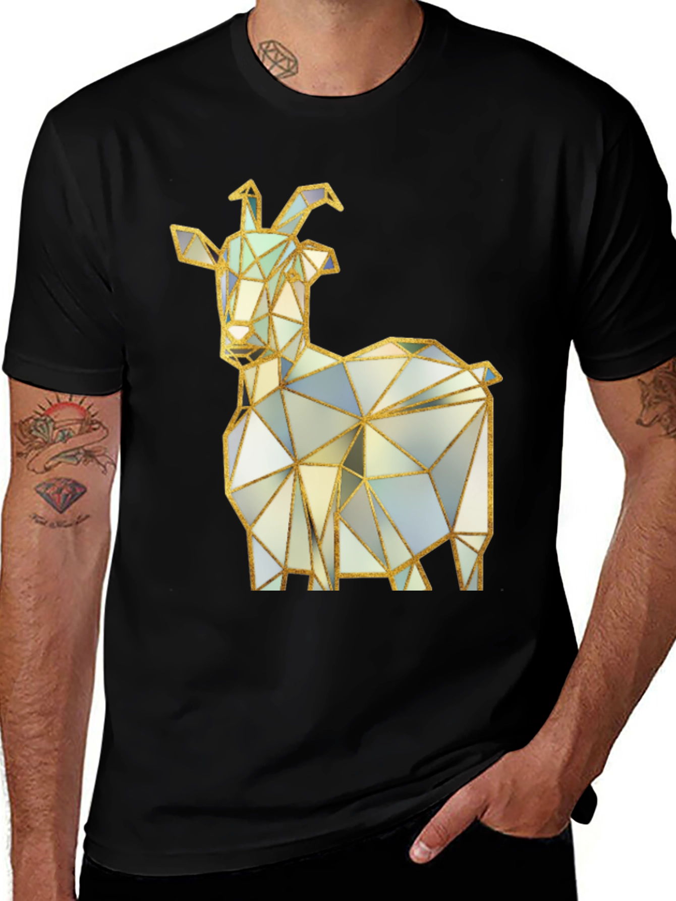 Variant 6 of Geometric Goat T-Shirt - Black