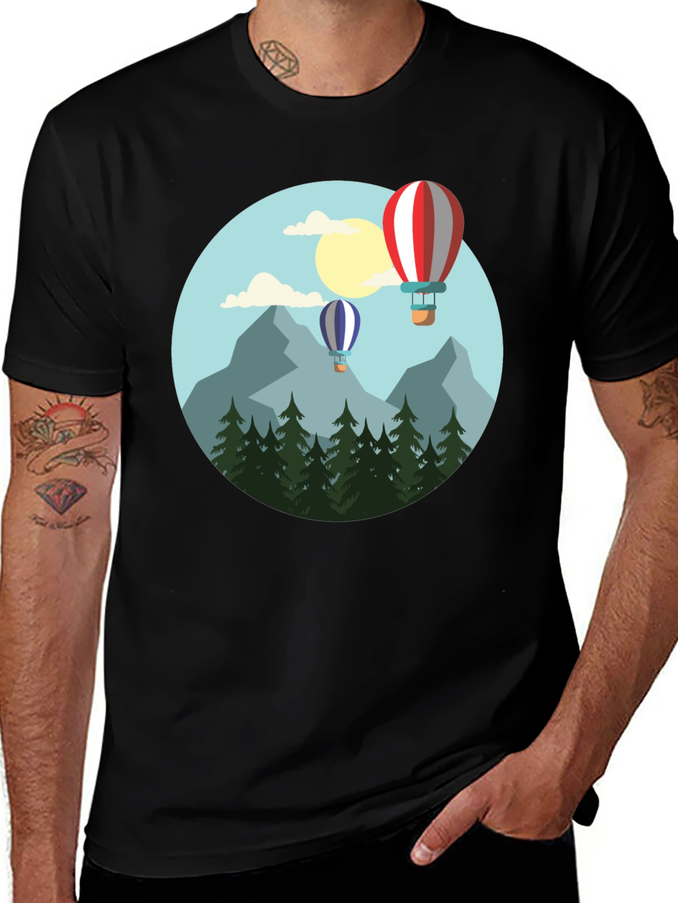 Variant 14 of Scenic Hot Air Balloon Graphic Tee - Adventure Awaits!