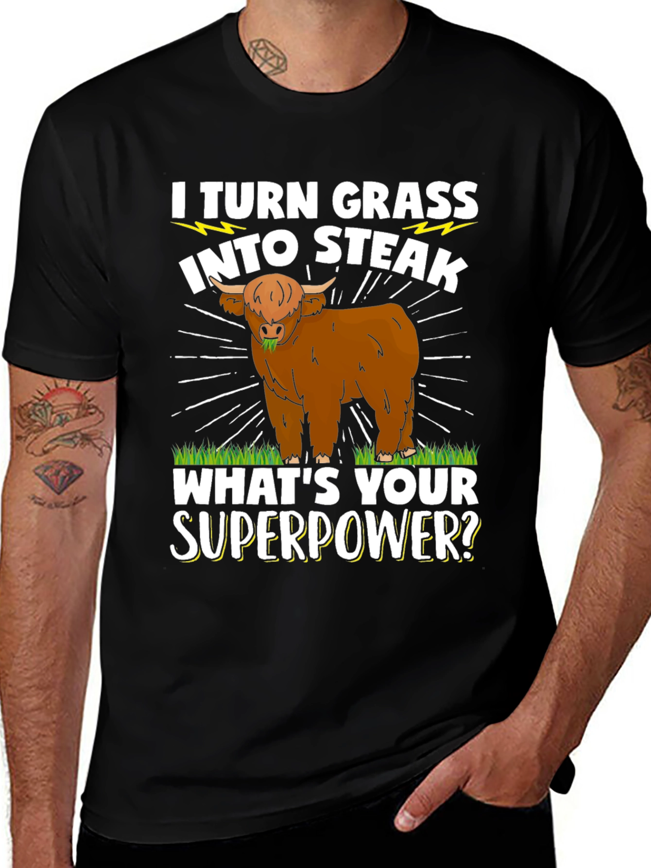 Variant 7 of I Turn Grass Into Steak T-Shirt - Funny Cow Tee