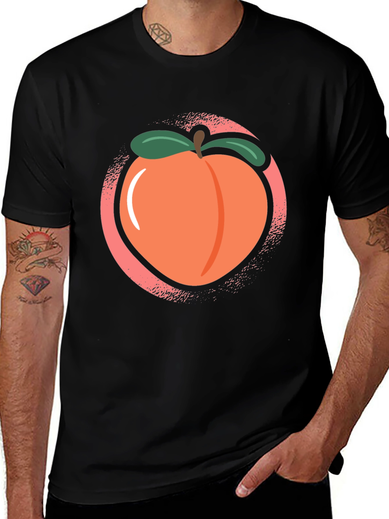Variant 10 of Peach Graphic Black Tee