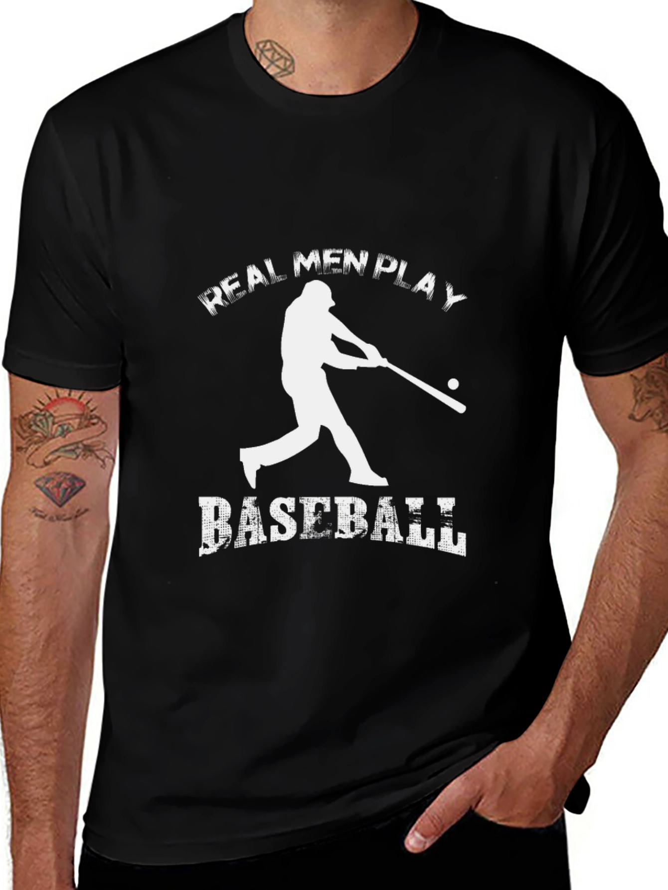 Variant 12 of Real Men Play Baseball Graphic T-Shirt