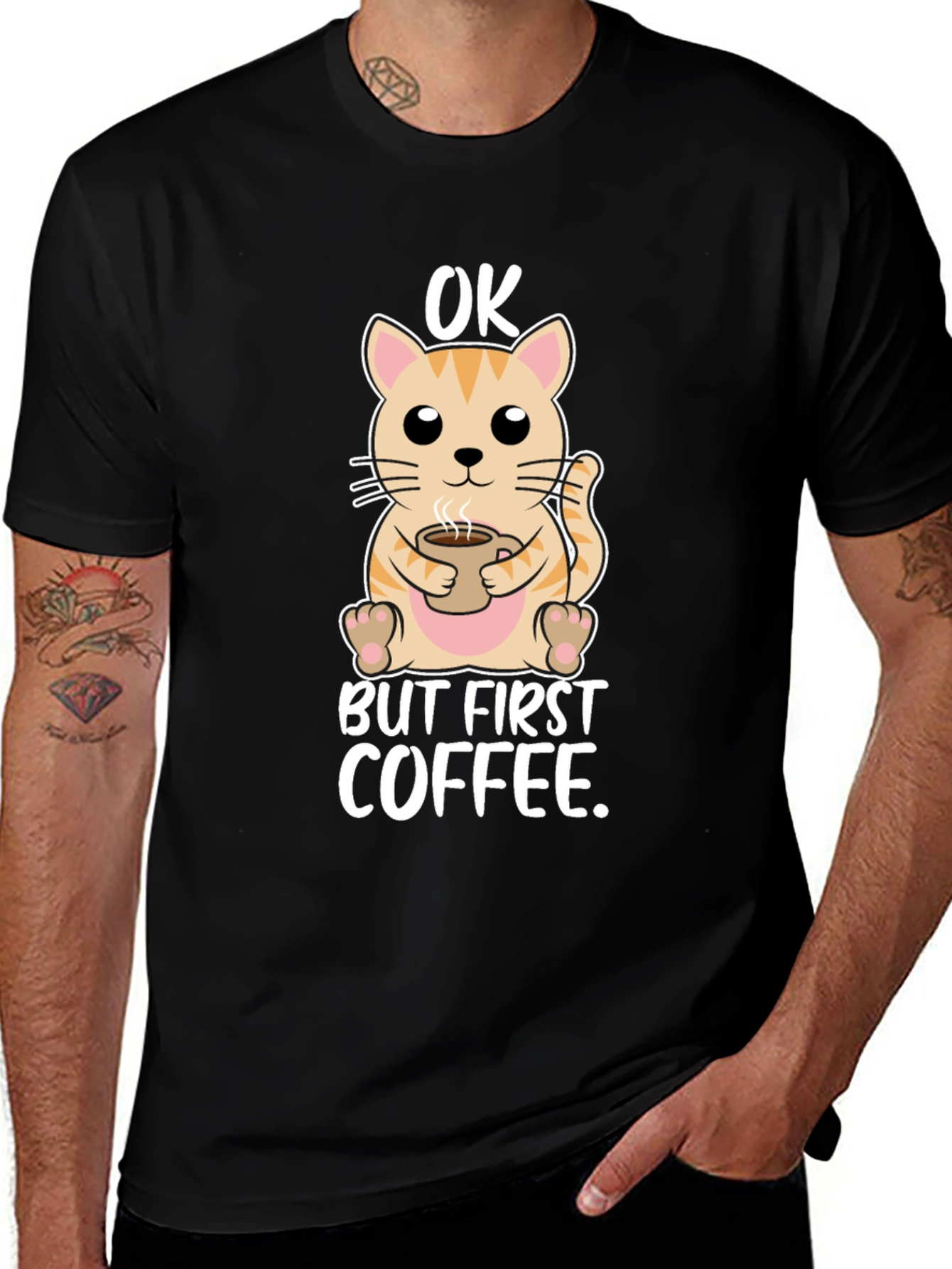 Variant 12 of OK But First Coffee Cat T-Shirt