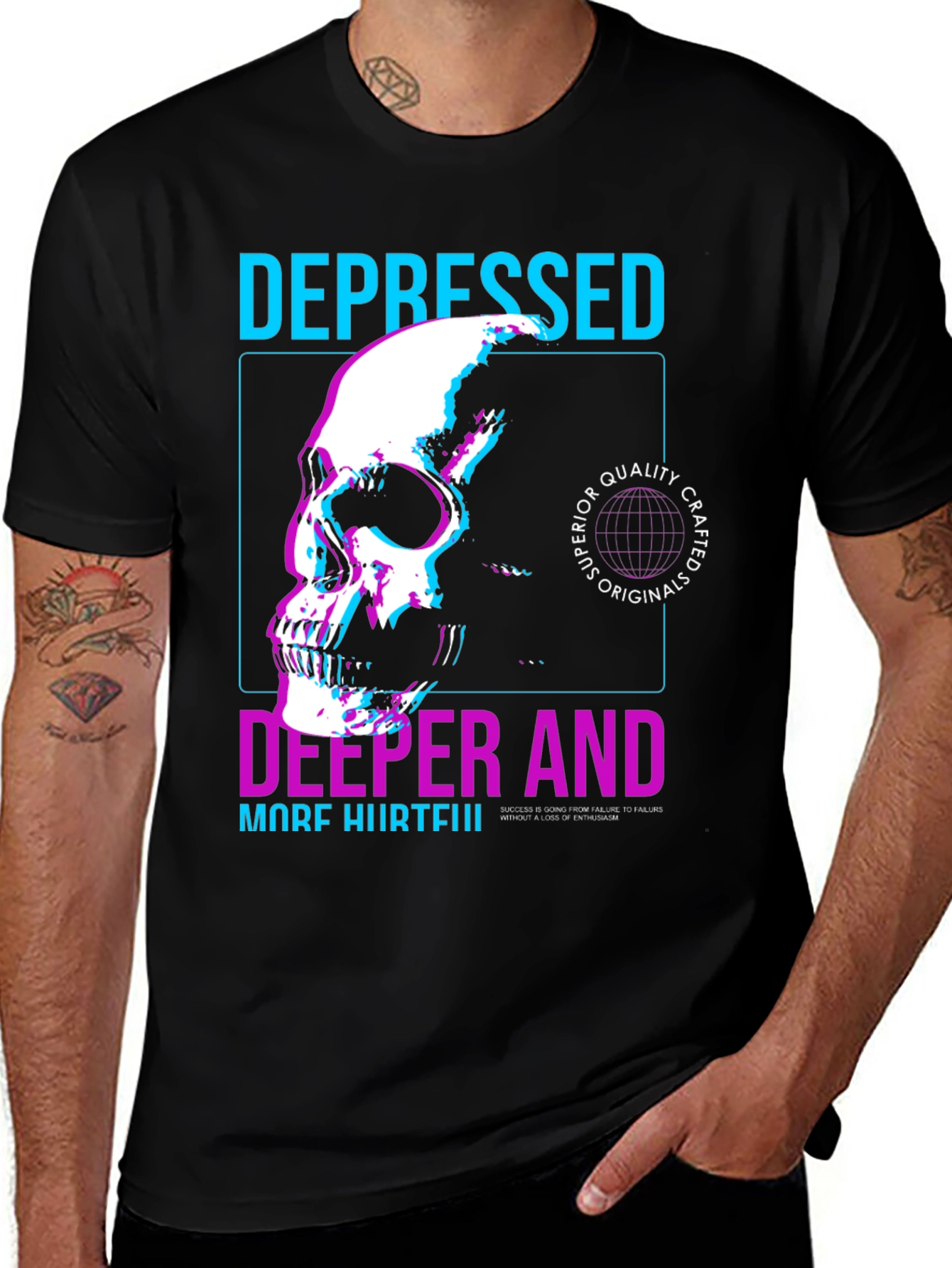 Variant 7 of Depressed Skull Graphic T-Shirt