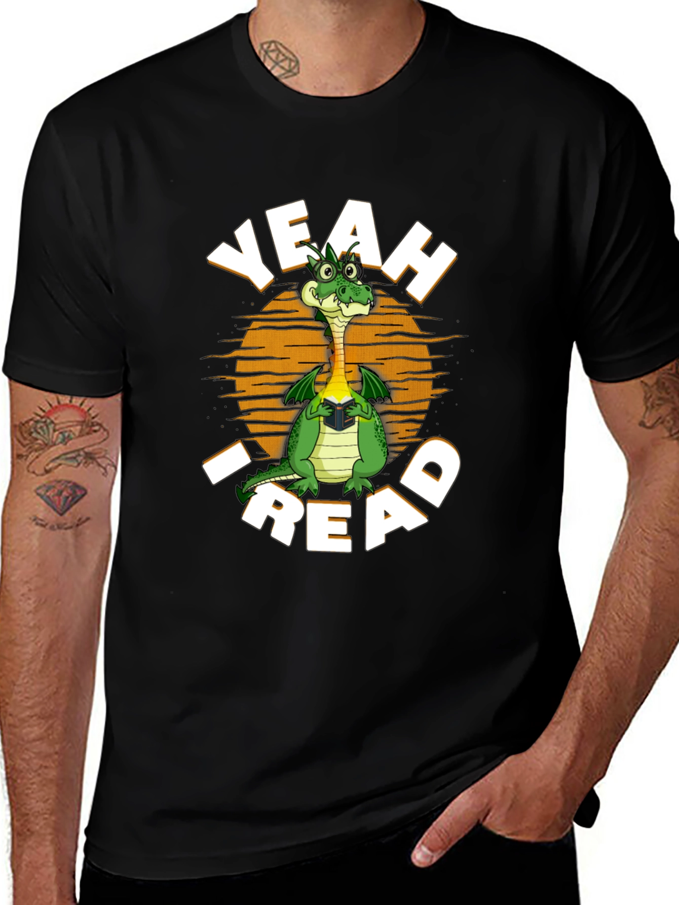 Variant 21 of Yeah I Read T-Shirt - Dragon Reading Book Graphic Tee