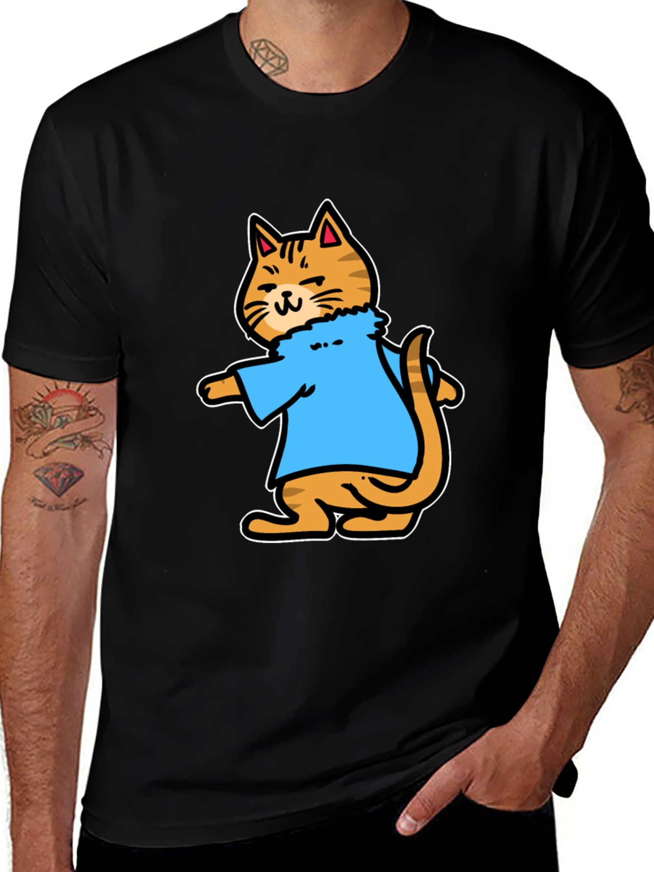 Variant 30 of Cat in Blue Shirt Graphic Tee