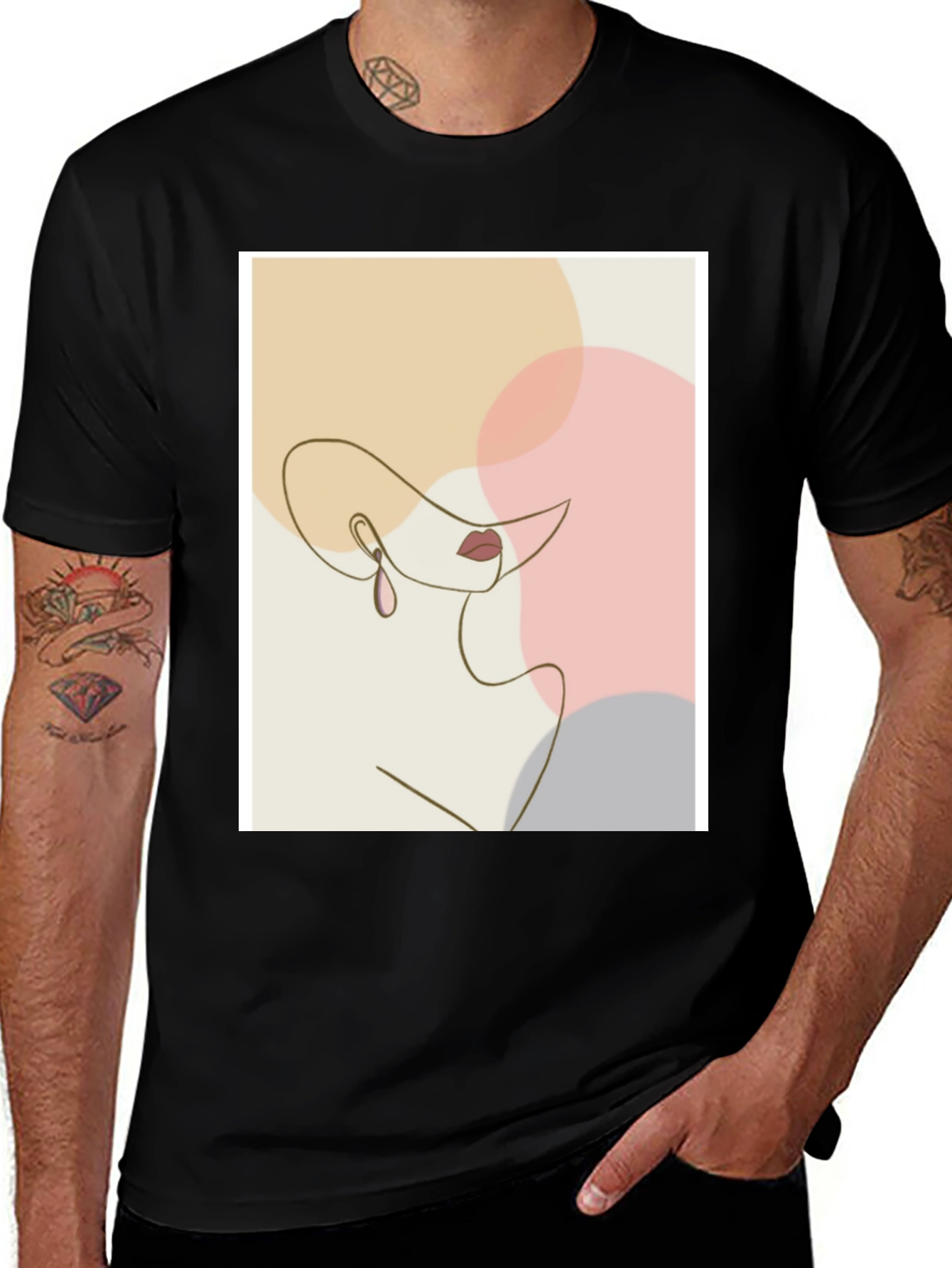 Variant 3 of Abstract Woman Line Art Graphic Tee - Modern Minimalist T-Shirt