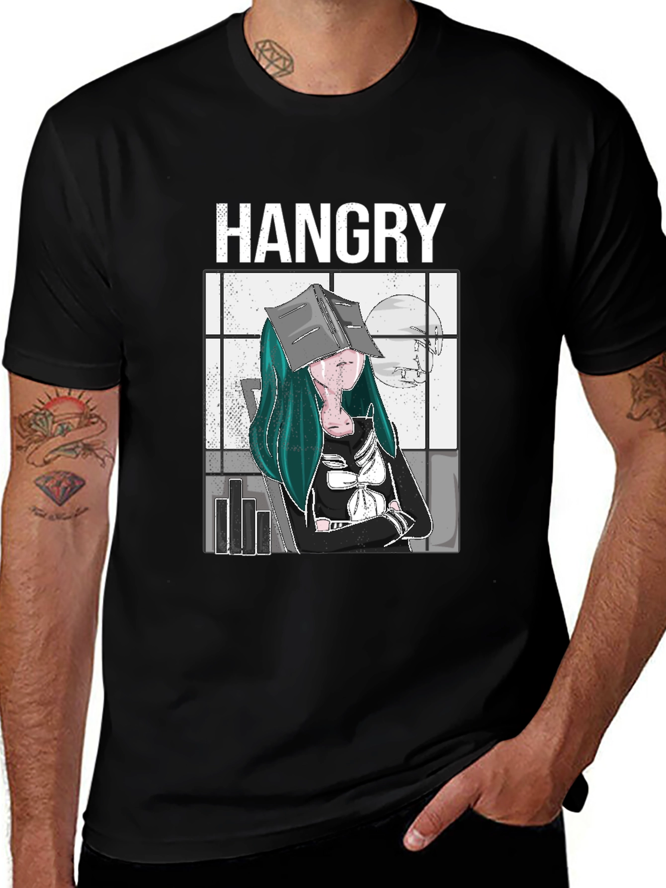 Variant 28 of Hangry Anime Girl T-Shirt - Book Head