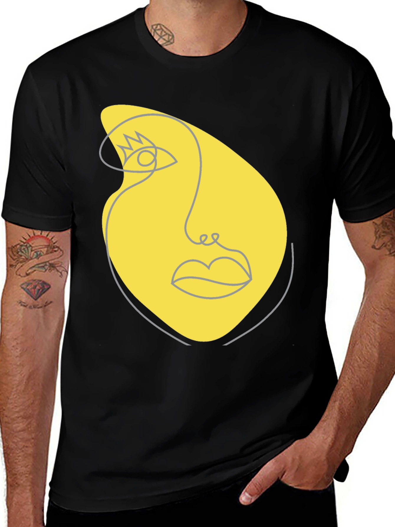 Variant 10 of Abstract Face Graphic Tee - Modern Art T-Shirt