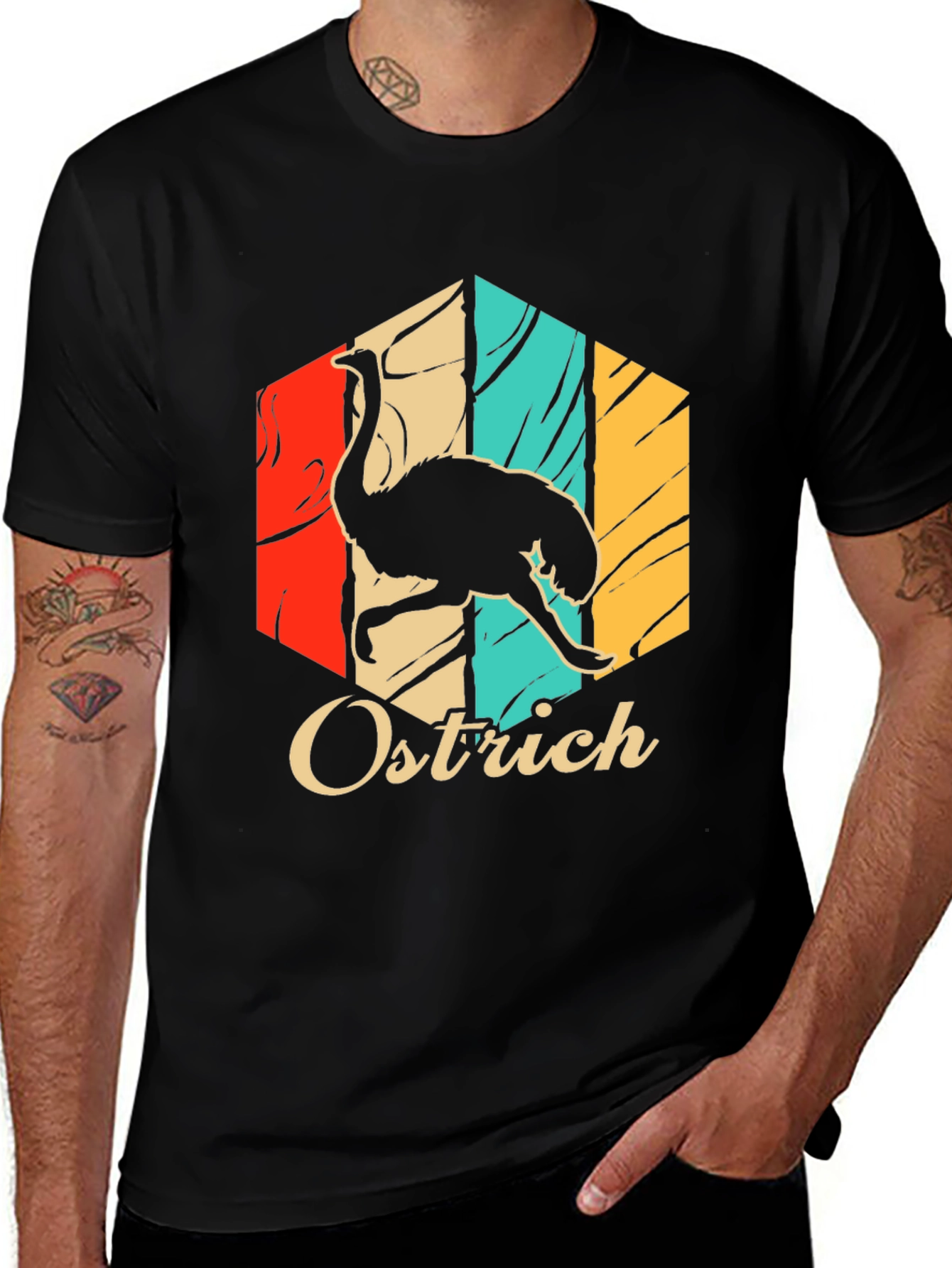 Variant 13 of Retro Ostrich Graphic Tee - Cool Animal Design