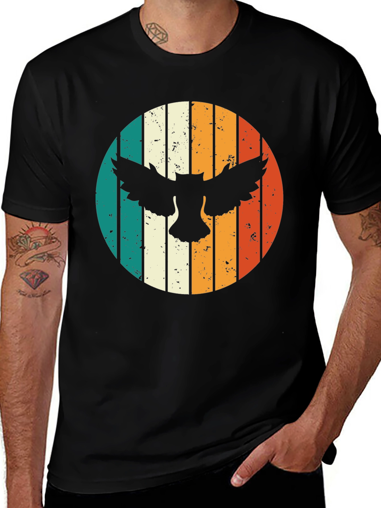 Retro Owl Silhouette Graphic T-Shirt
