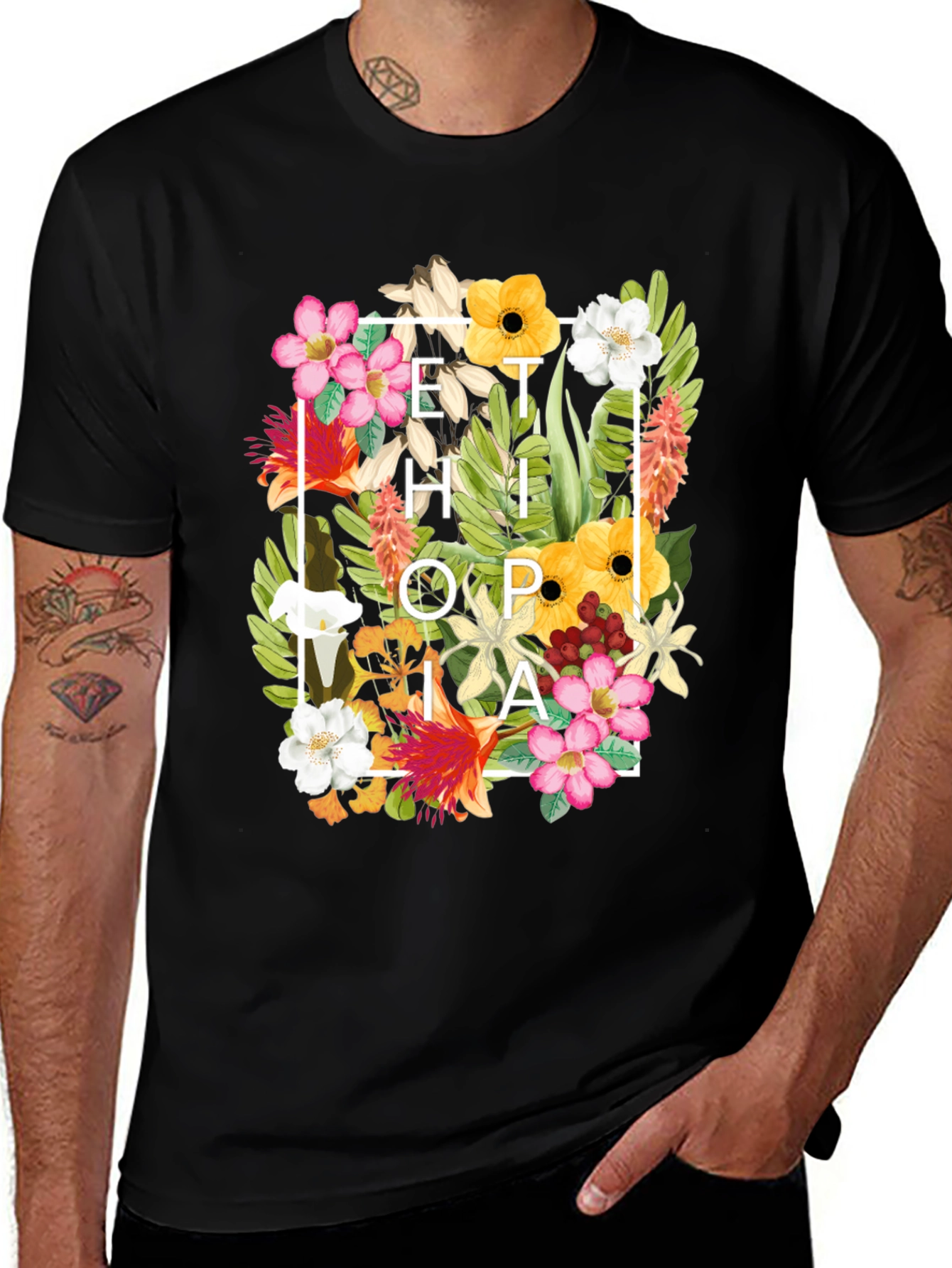 Floral Ethiopia Print T-Shirt