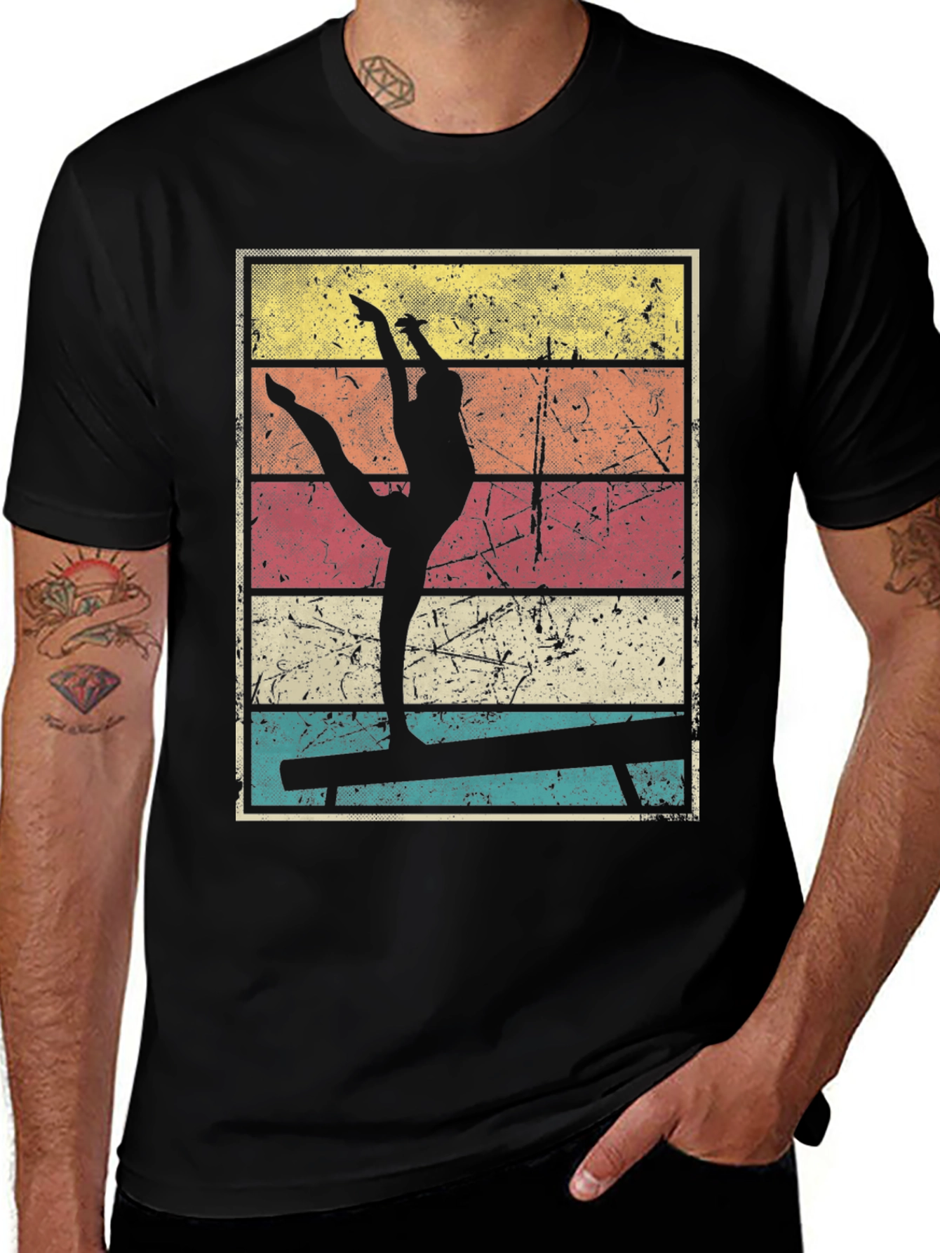 Variant 28 of Gymnast on Balance Beam Vintage Graphic Tee