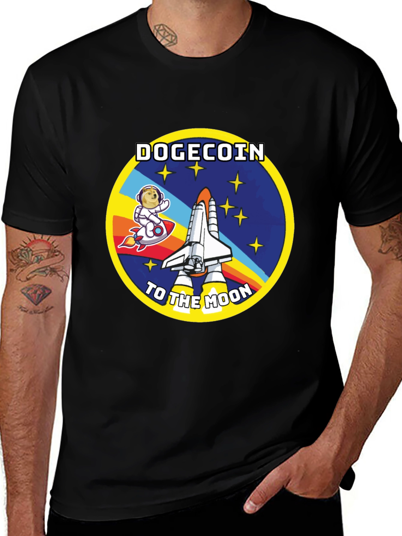 Variant 3 of Dogecoin To The Moon Black T-Shirt