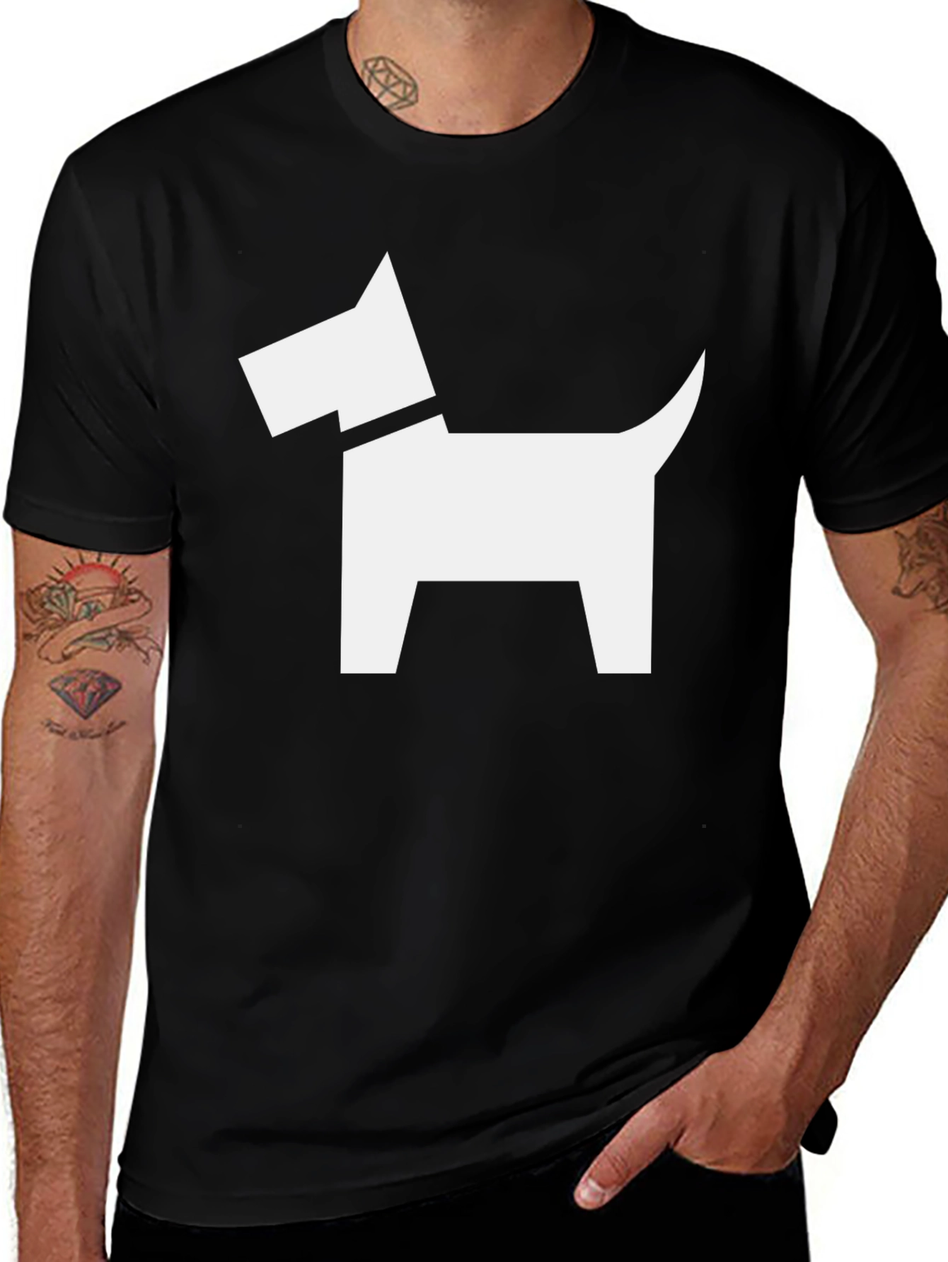 Variant 13 of Geometric Dog Graphic T-Shirt - Black
