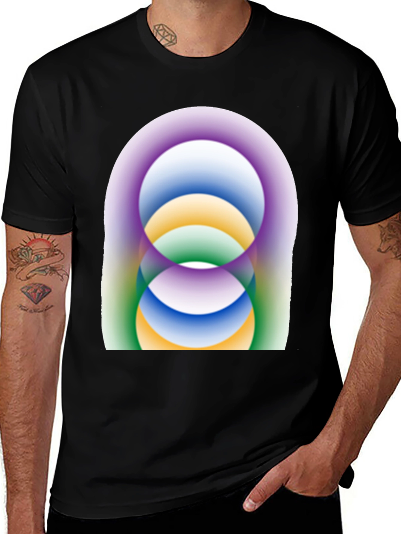 Variant 21 of Abstract Circle Design Black T-Shirt