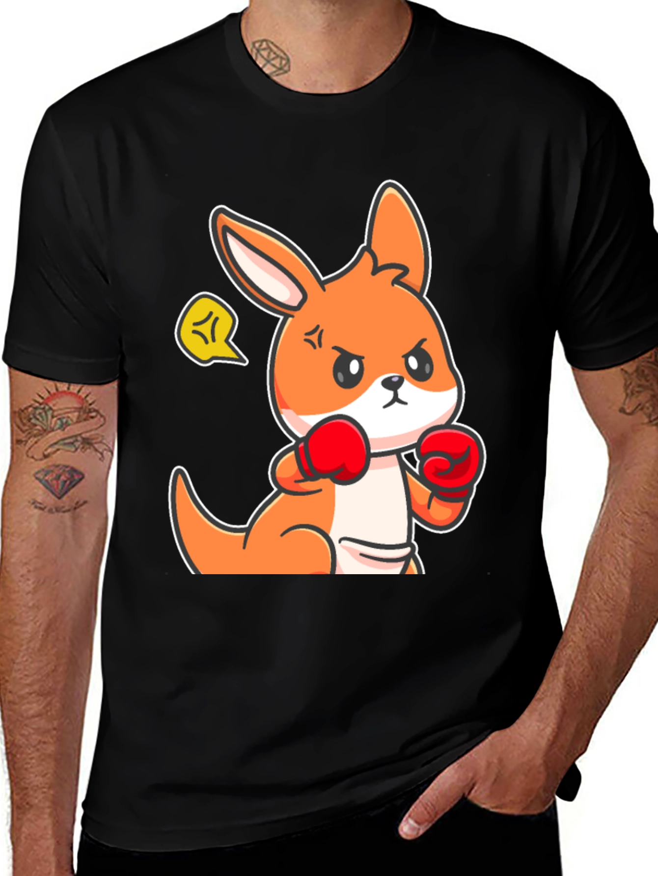 Variant 11 of Boxing Kangaroo Graphic Tee - Black