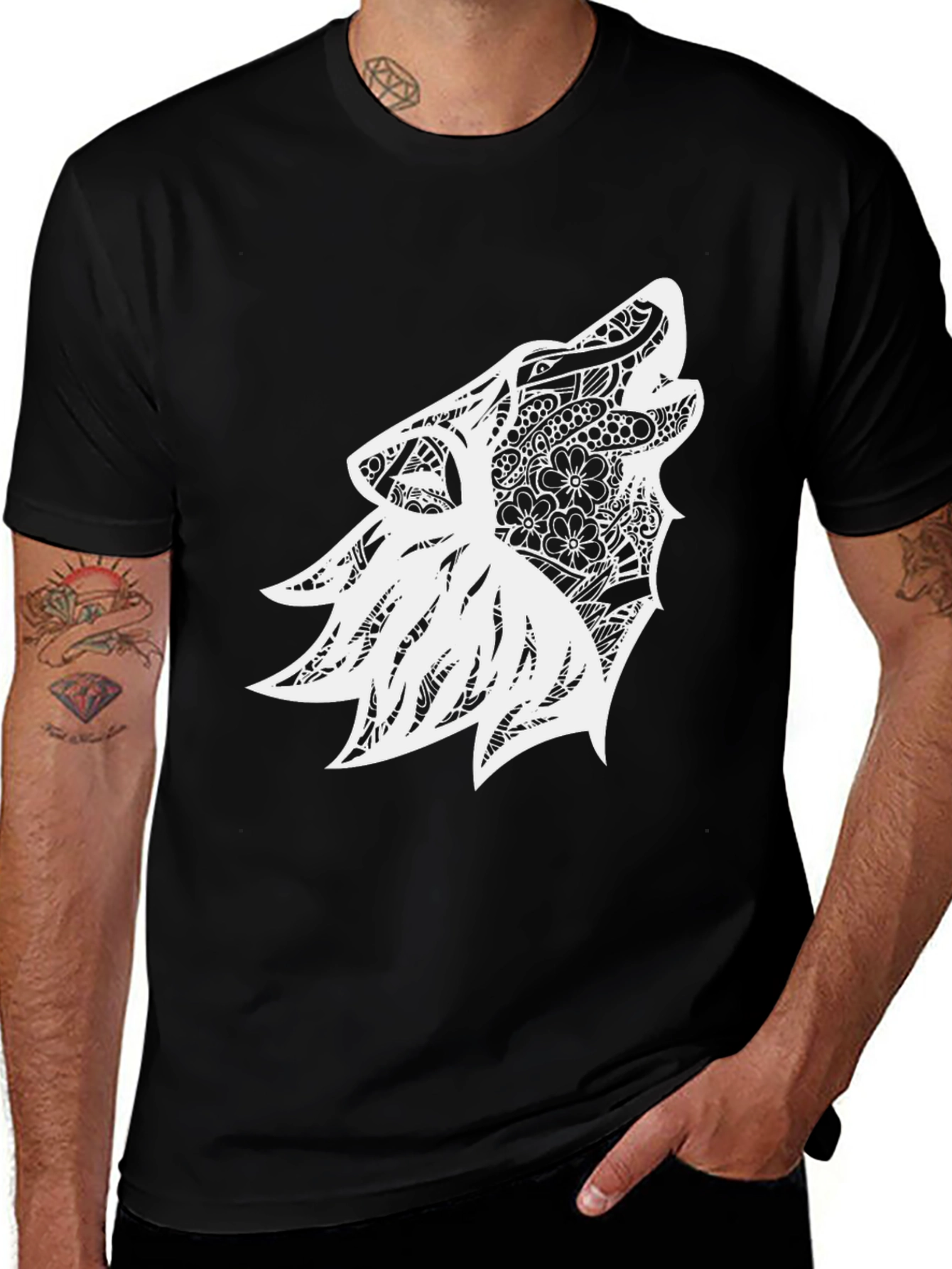 Variant 6 of Wolf Art Black T-Shirt - Unique Graphic Tee