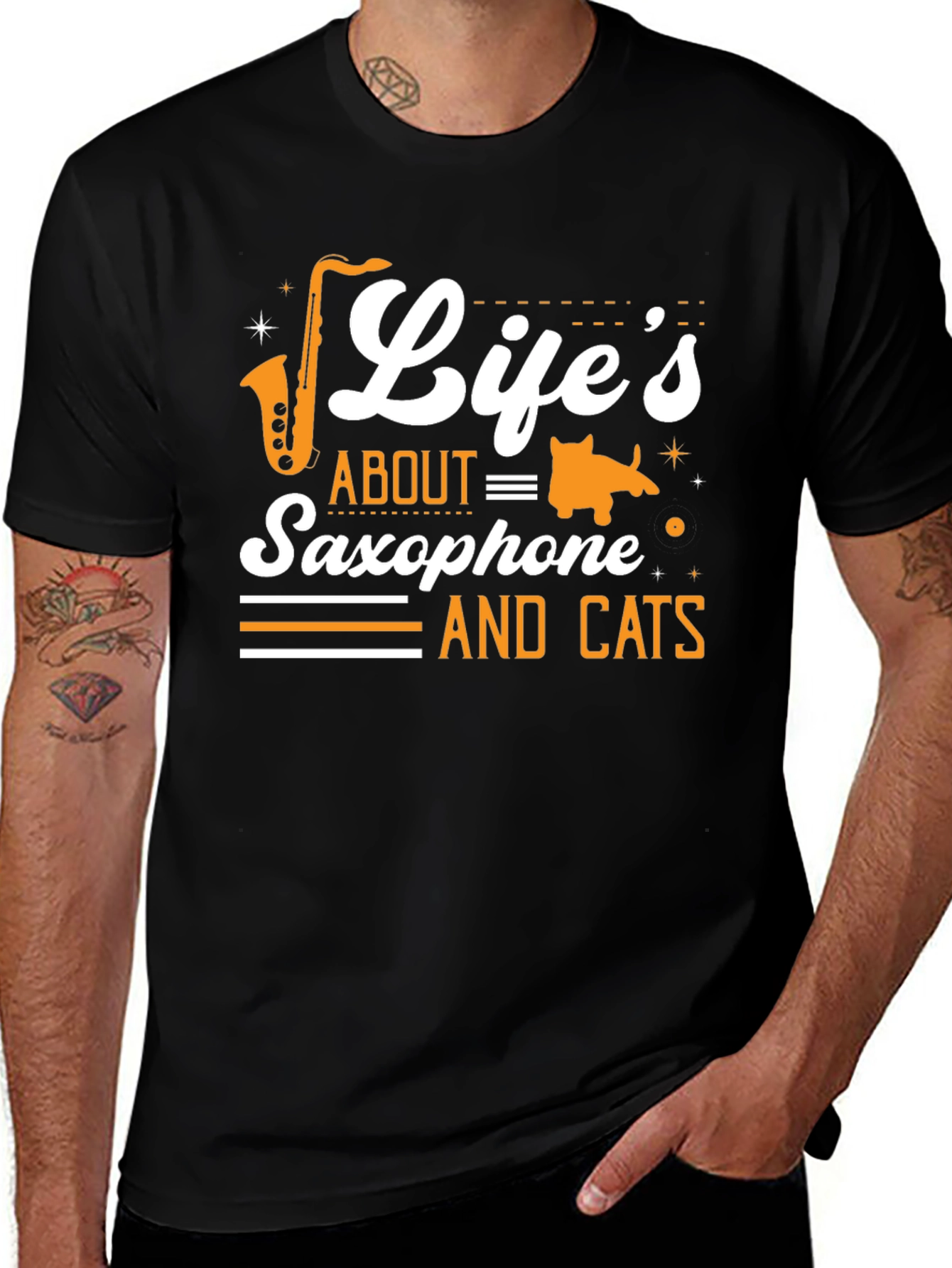 Variant 30 of Life's About Saxophone and Cats T-Shirt