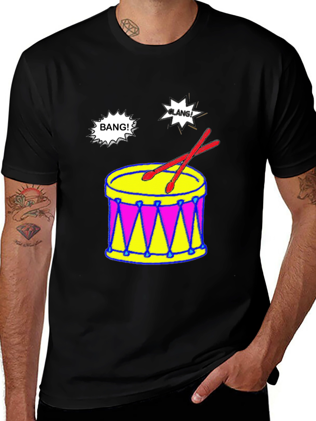 Drum Graphic Tee - Bang! Clang! Musician Shirt