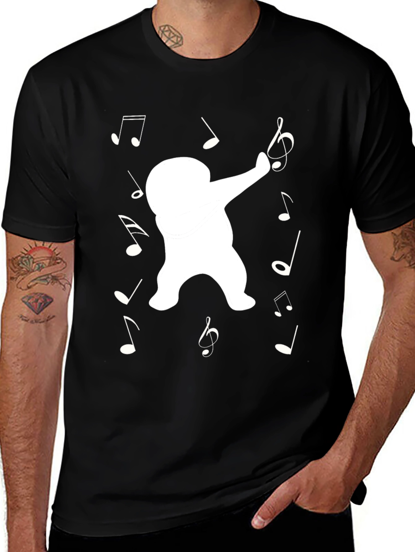 Variant 8 of Dabbing Yeti Music Notes Black T-Shirt