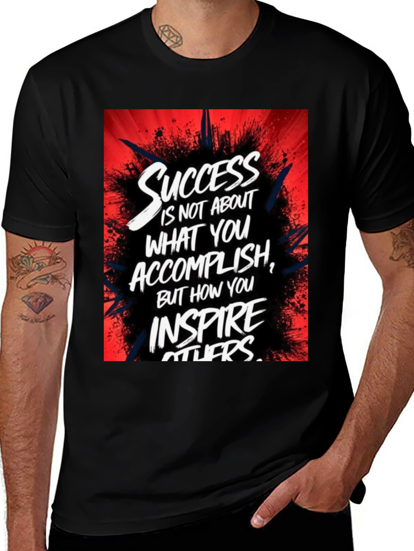 Variant 7 of Inspirational Success Graphic Black T-Shirt