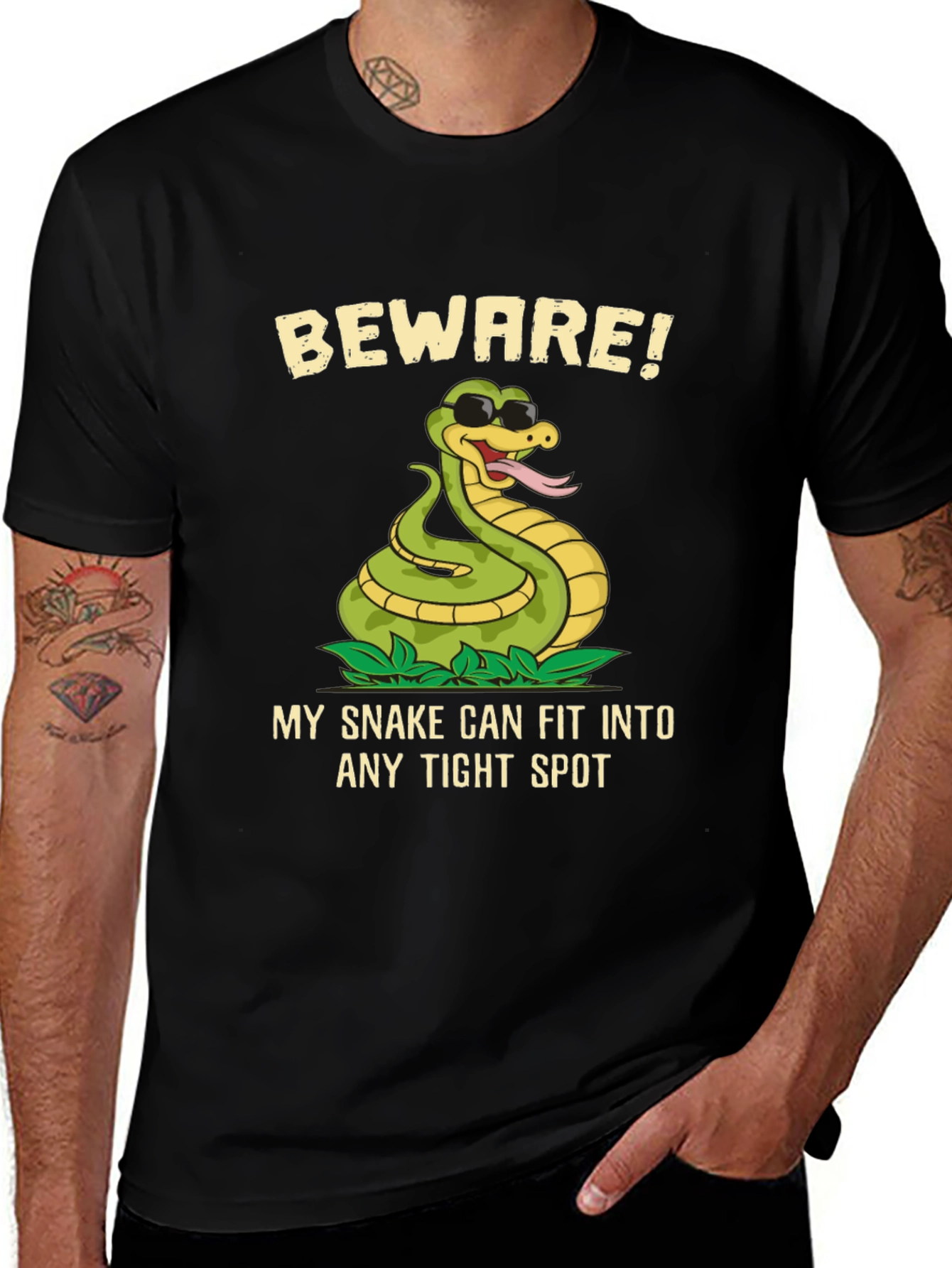 Variant 4 of Beware Snake Tight Spot T-Shirt