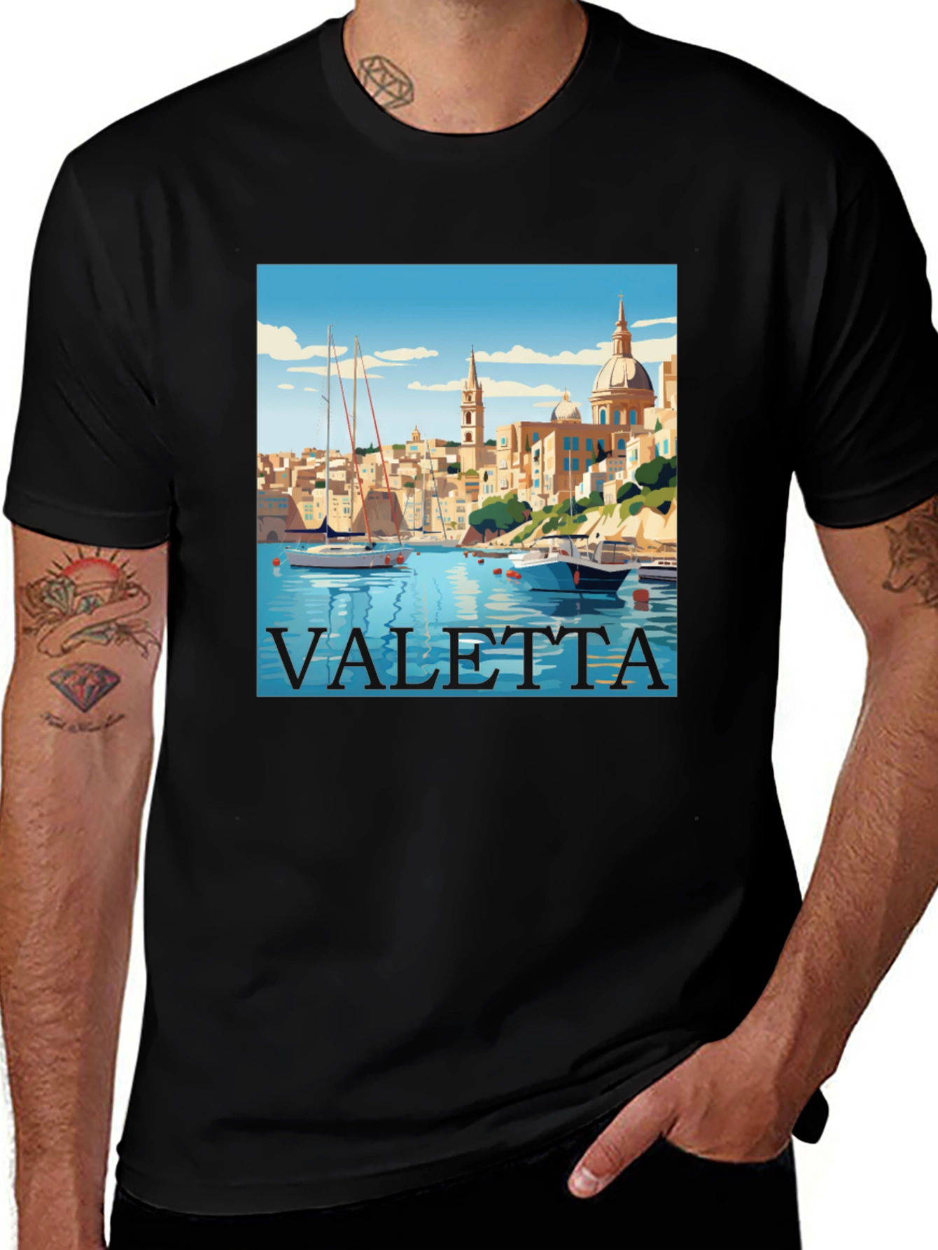 Valetta Malta Graphic T-Shirt - Black